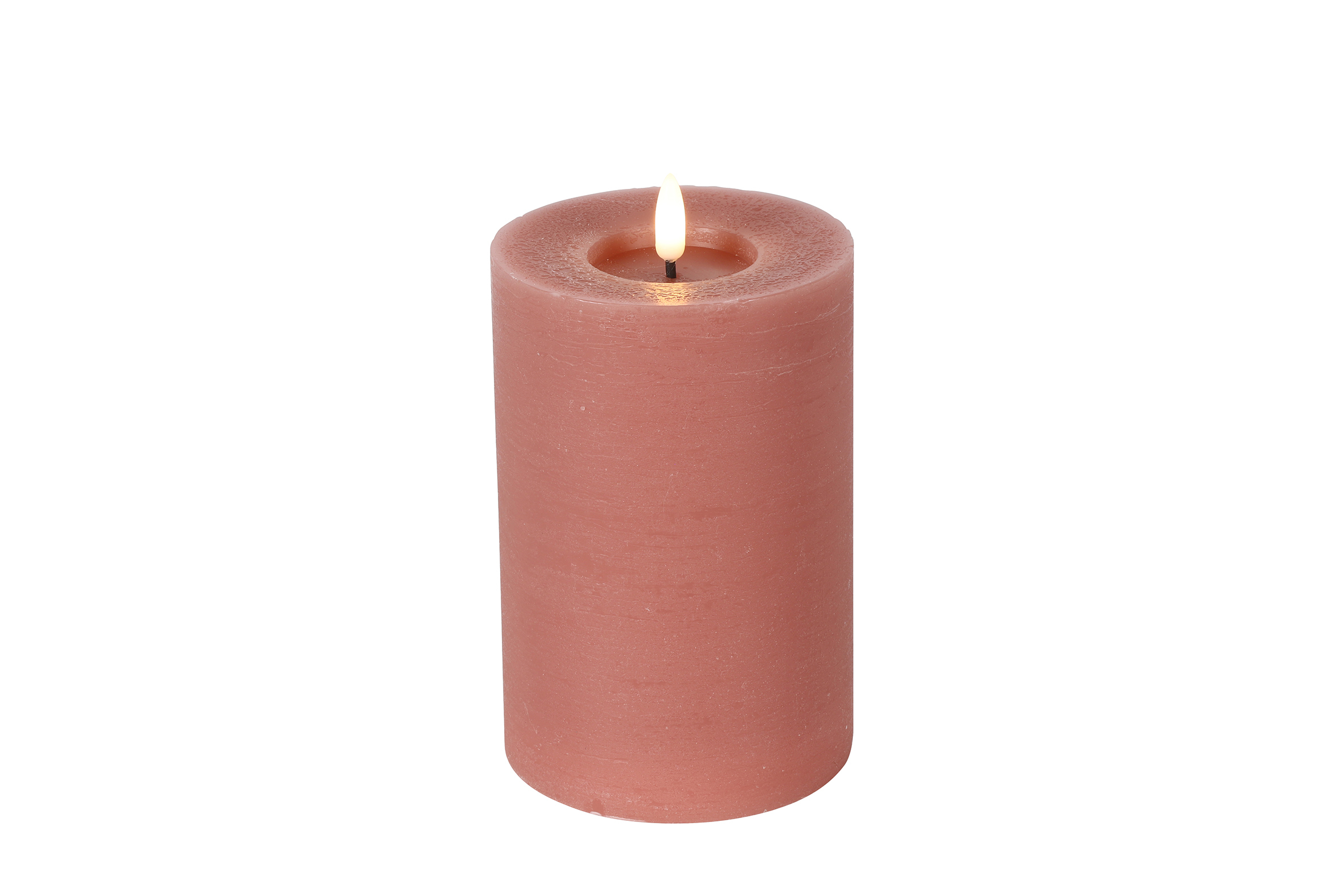 Stompkaars rustiek LED rond Lyon M roze hoogte 15 x 10 cm