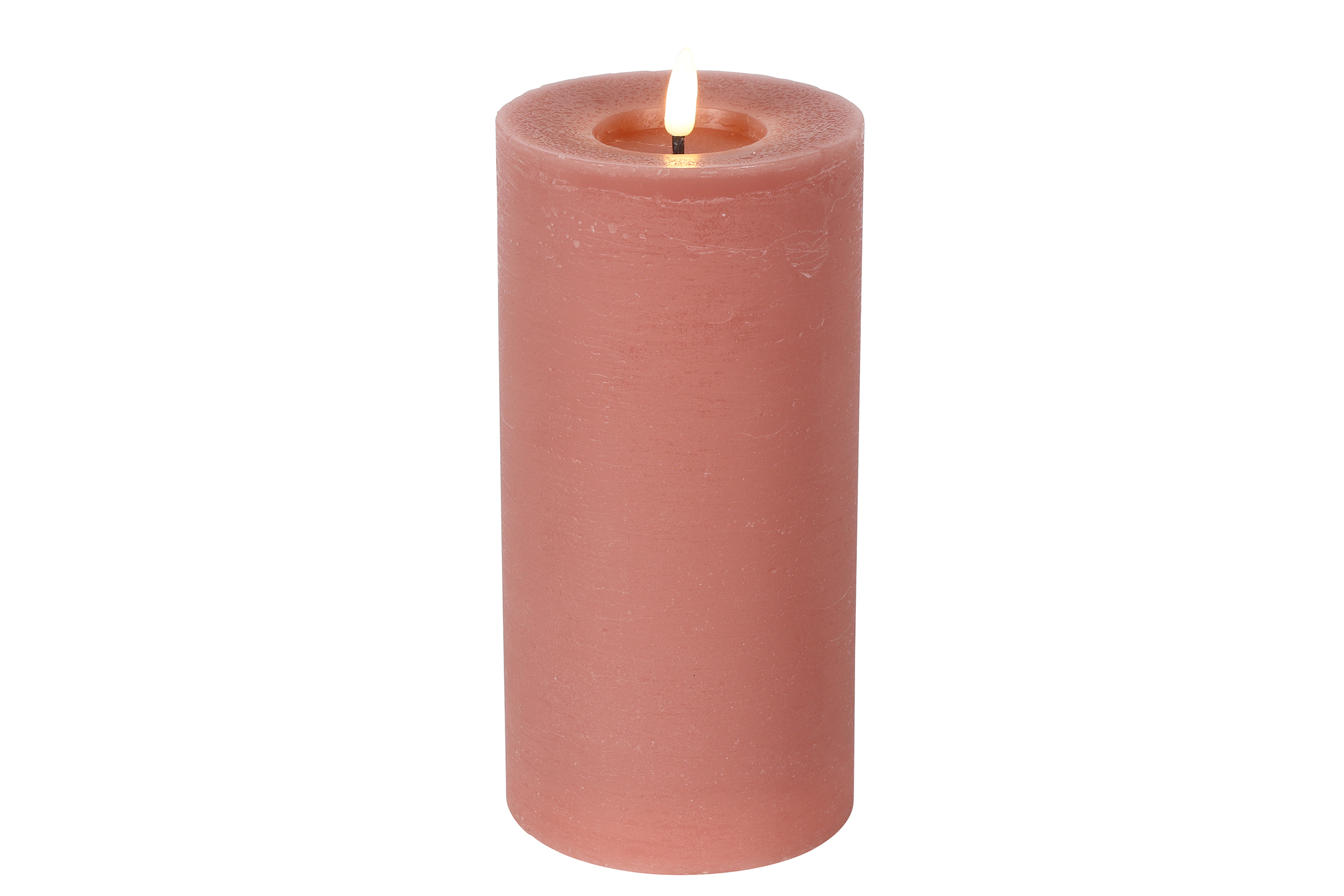 Stompkaars rustiek LED rond Lyon L roze hoogte 20 x 10 cm