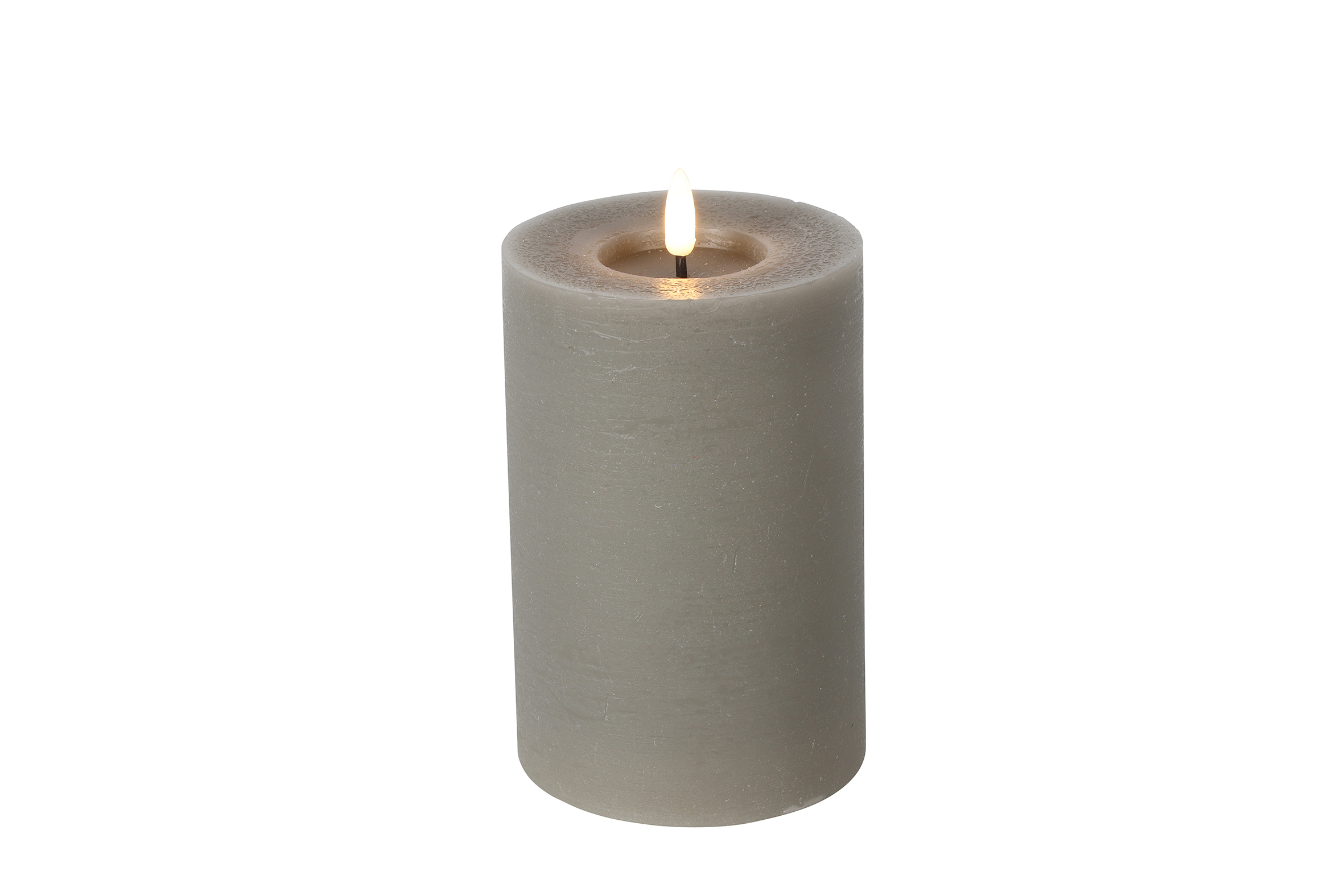 Stompkaars rustiek LED rond Lyon M grijs hoogte 15 x 10 cm