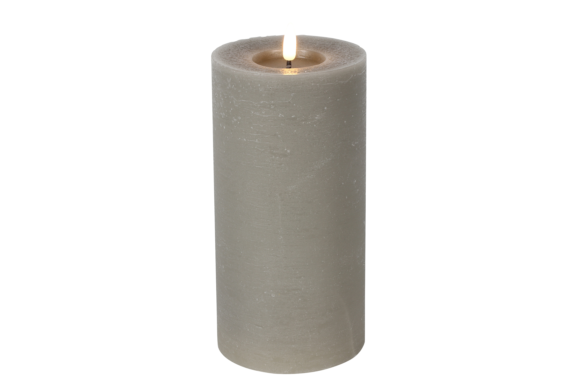 Stompkaars rustiek LED rond Lyon L grijs hoogte 20 x 10 cm