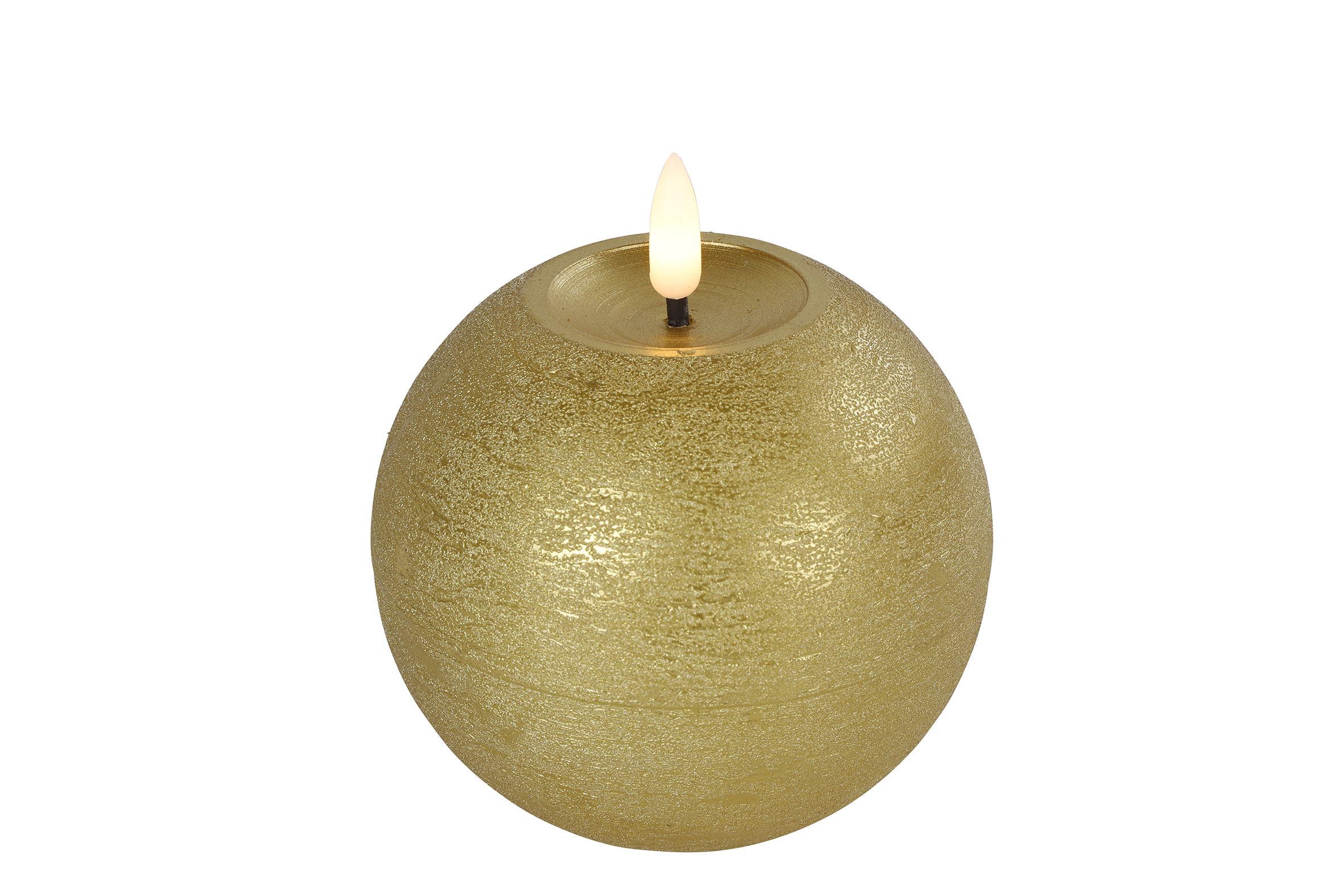 Bolkaars LED rustiek rond Lyon M goud hoogte 11 x 10 cm