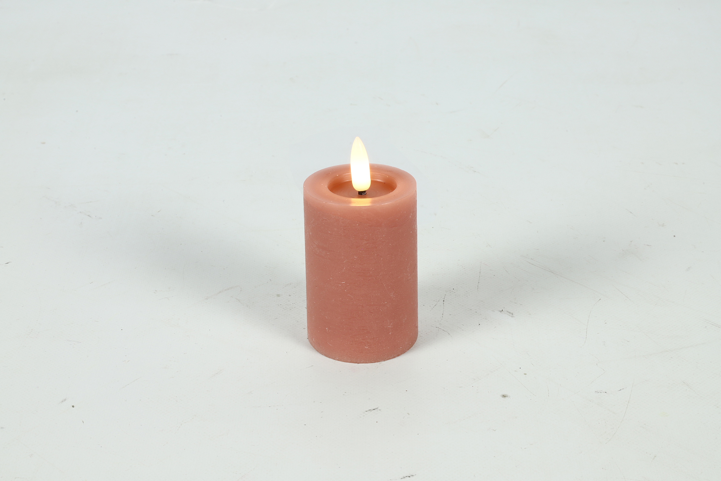 Stompkaars rustiek LED rond Lyon S roze hoogte 10 x 5 cm