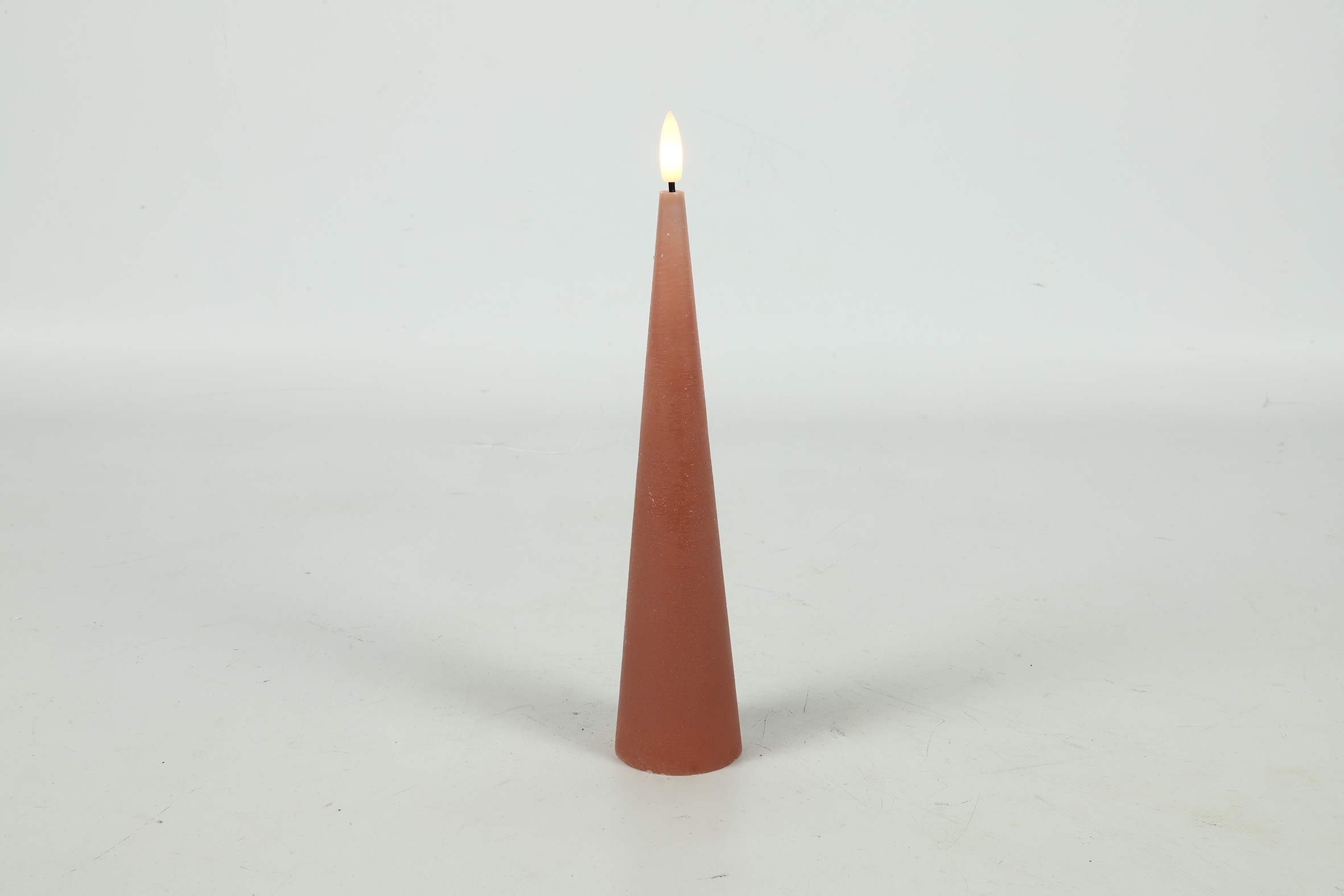 Kegelkaars rustiek LED Lyon S roze hoogte 25 x 5 cm