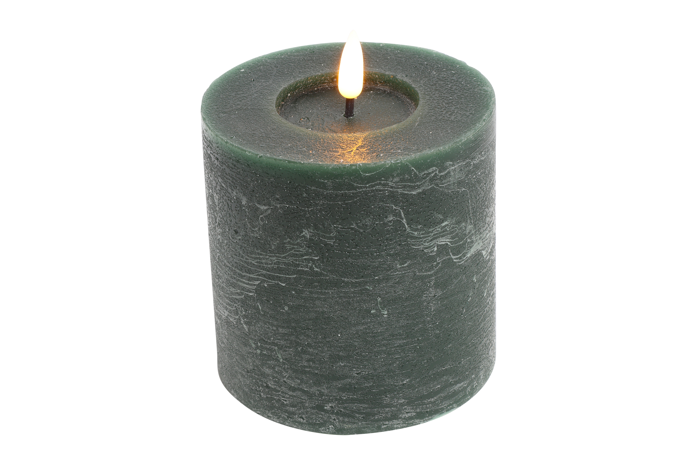 Stompkaars rustiek LED rond Lyon S donkergroen hoogte 10 x 10 cm
