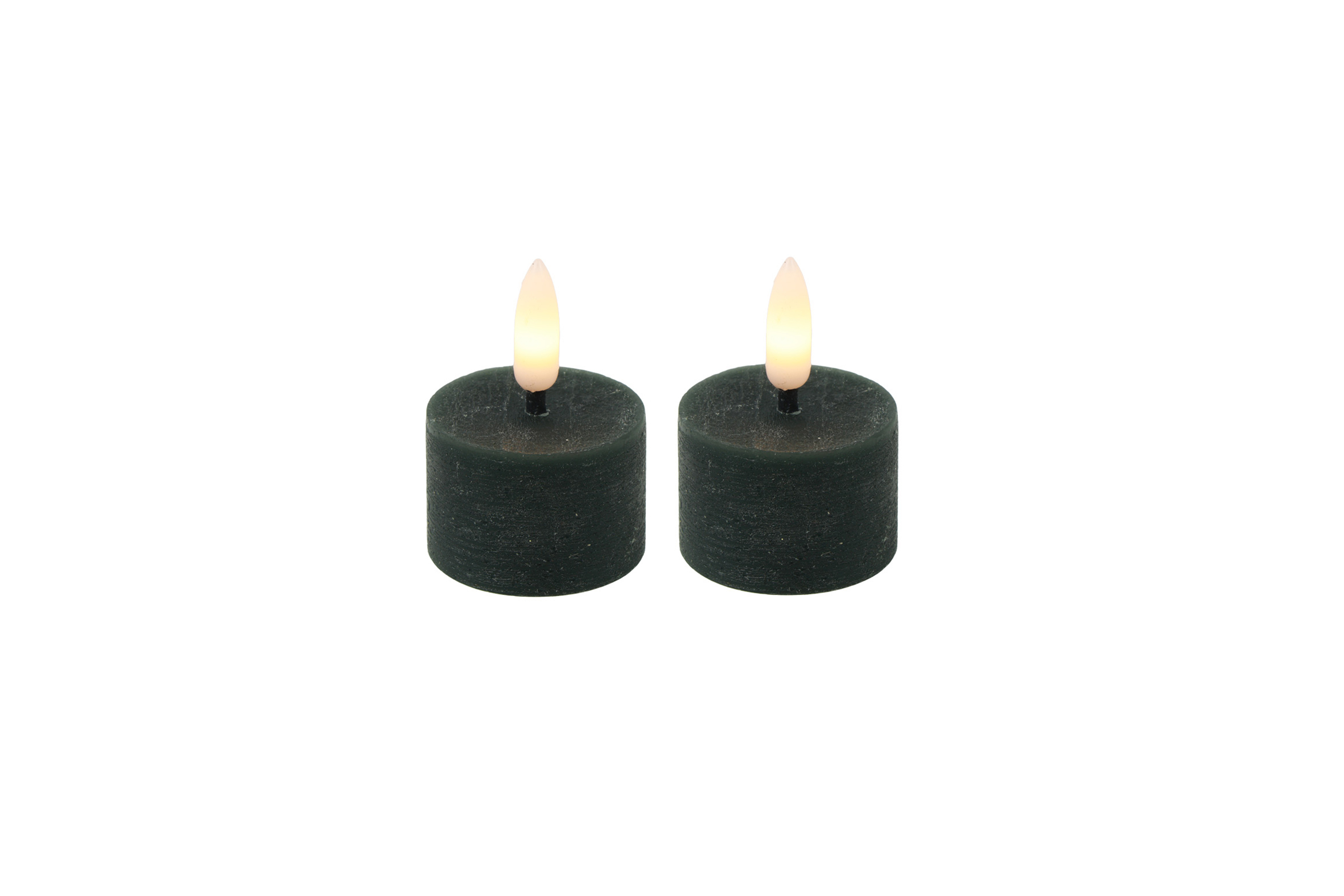 Stompkaars rustiek LED rond Lyon donkergroen 2 stuks hoogte 9 x 5 cm
