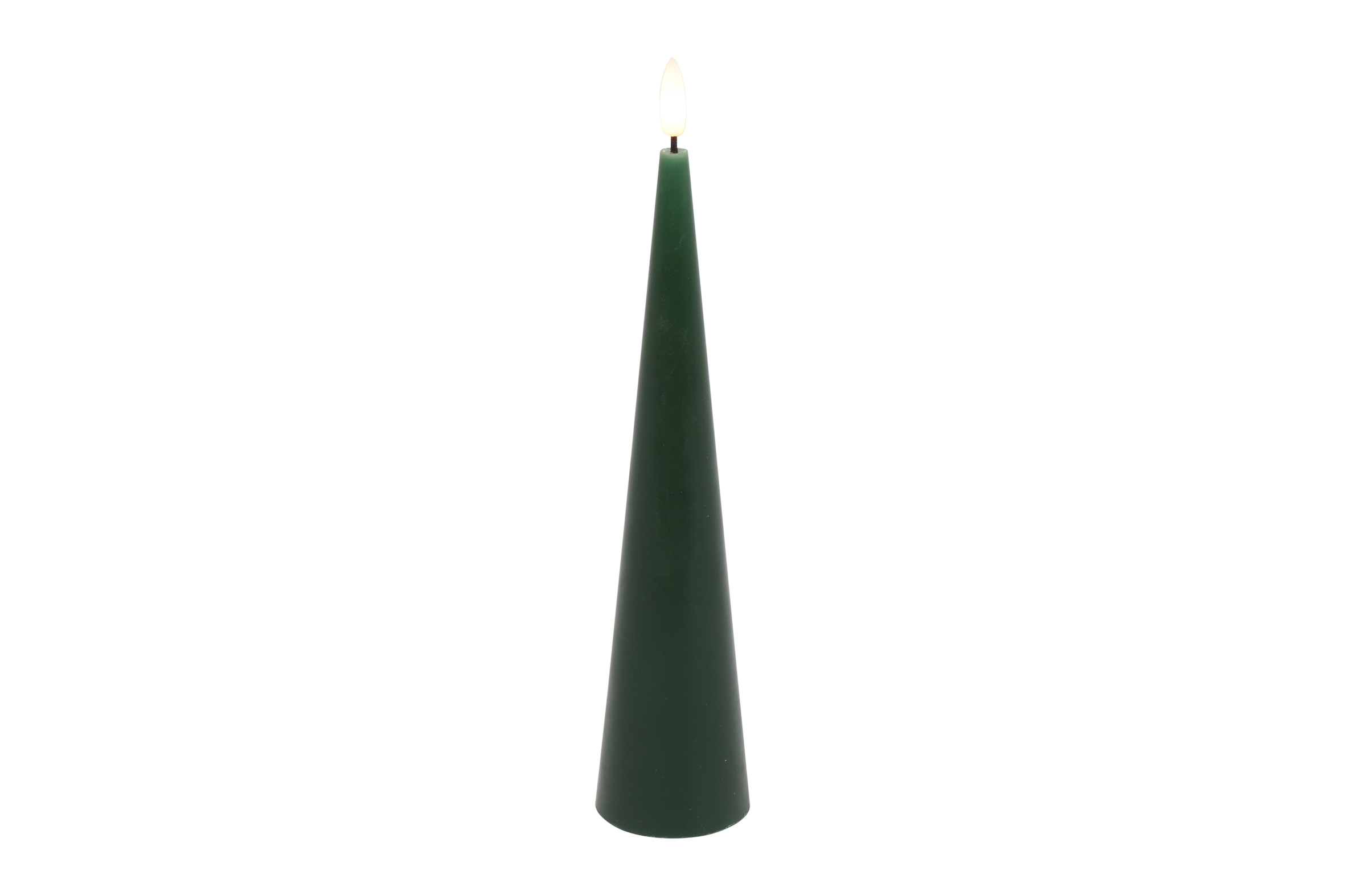 Kegelkaars rustiek LED Lyon S donkergroen hoogte 24,5 x 5 cm
