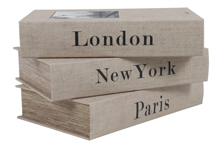 Opbergbox rechthoek Book New York, Paris, Londen