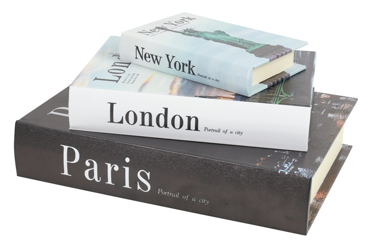 Opbergbox rechthoek Book New York,Paris,Londen s3 veelkleurig