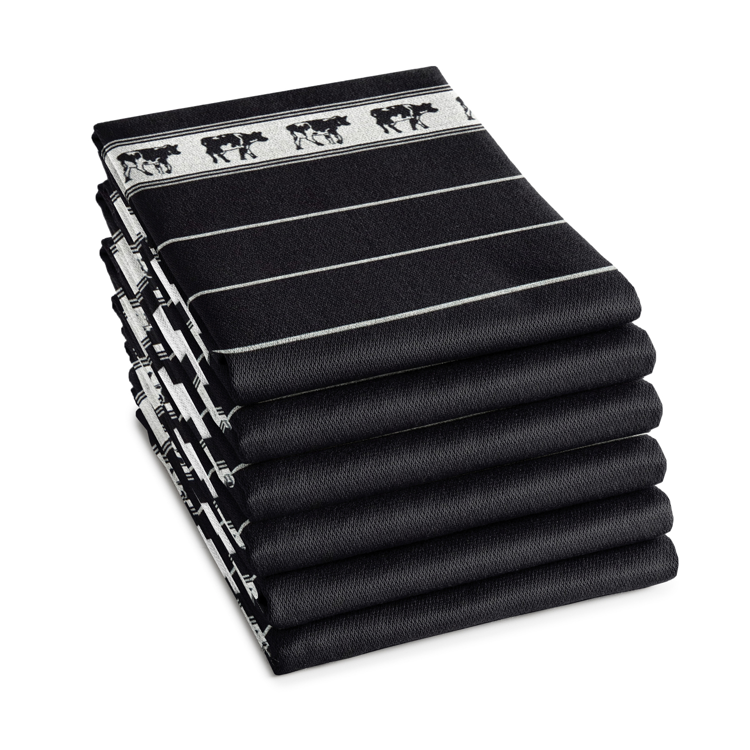 6x DDDDD theedoek 60x55 cm zw/bon zw/wi