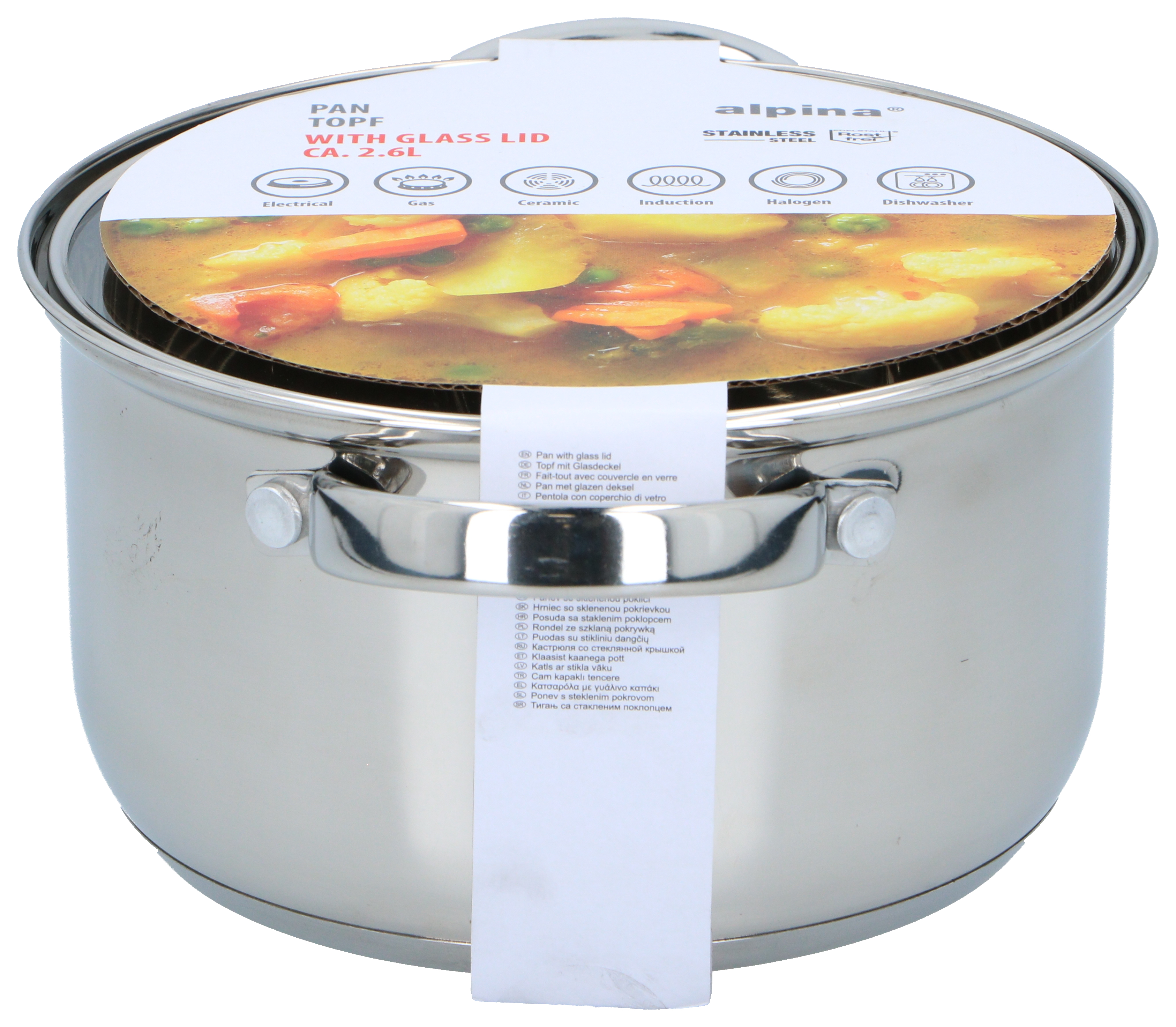 Alpina kookpan met deksel 18cm 2.4 liter geschikt voor inductie