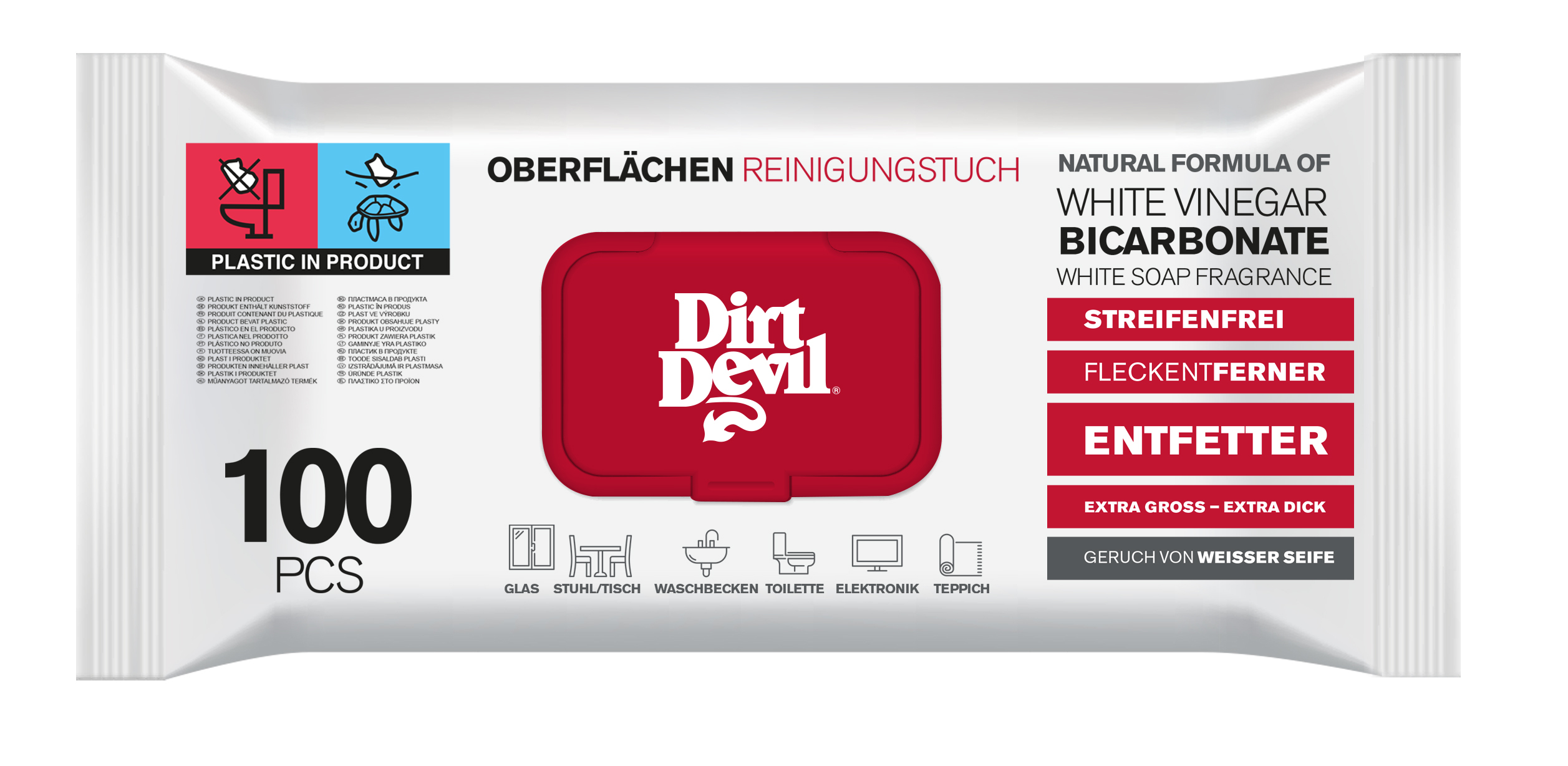 DIRT DEVIL Reinigingsdoekjes voor meerdere oppervlakken met parfum van witte zeep - 100 stuks