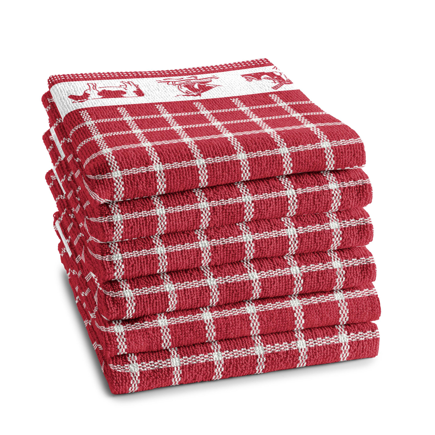6x DDDDD keukendoek 60x55 cm dutchie red