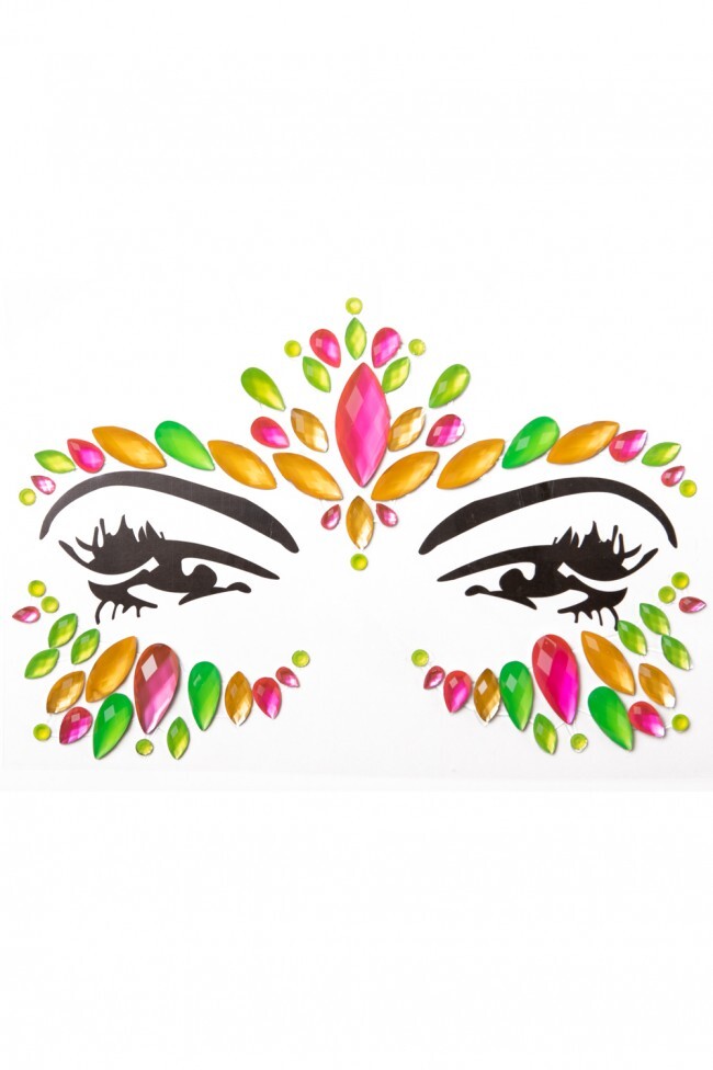 Neon glow gezichtssticker multi