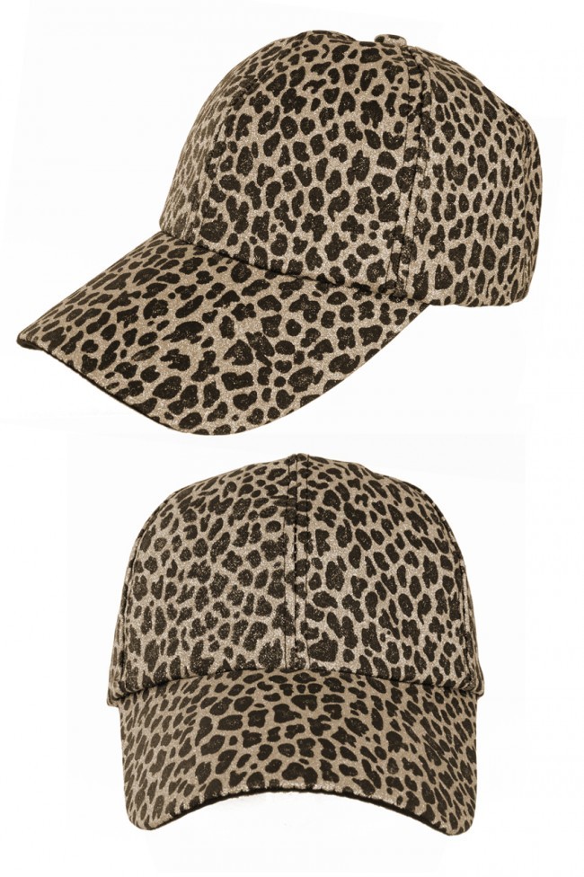 Baseballcap panter glitter goud