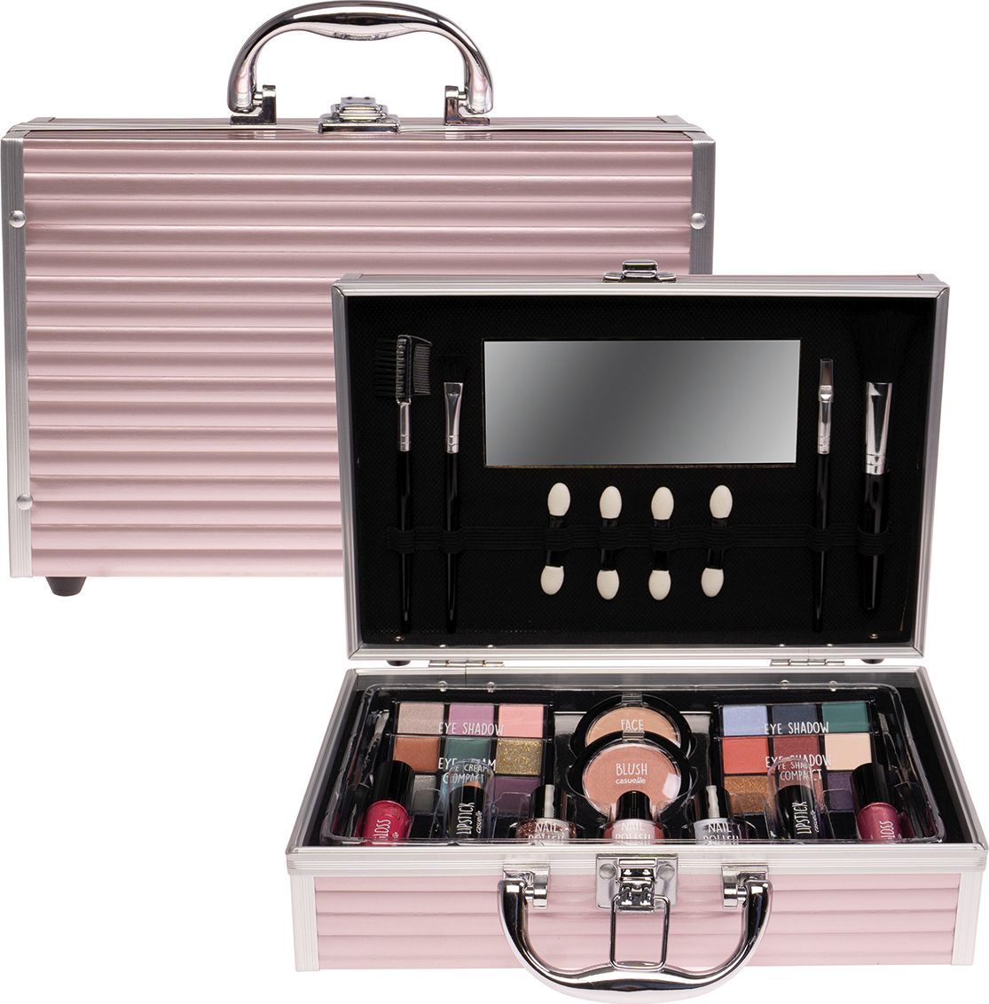 Cosmetische makeup koffer roze glinsterend