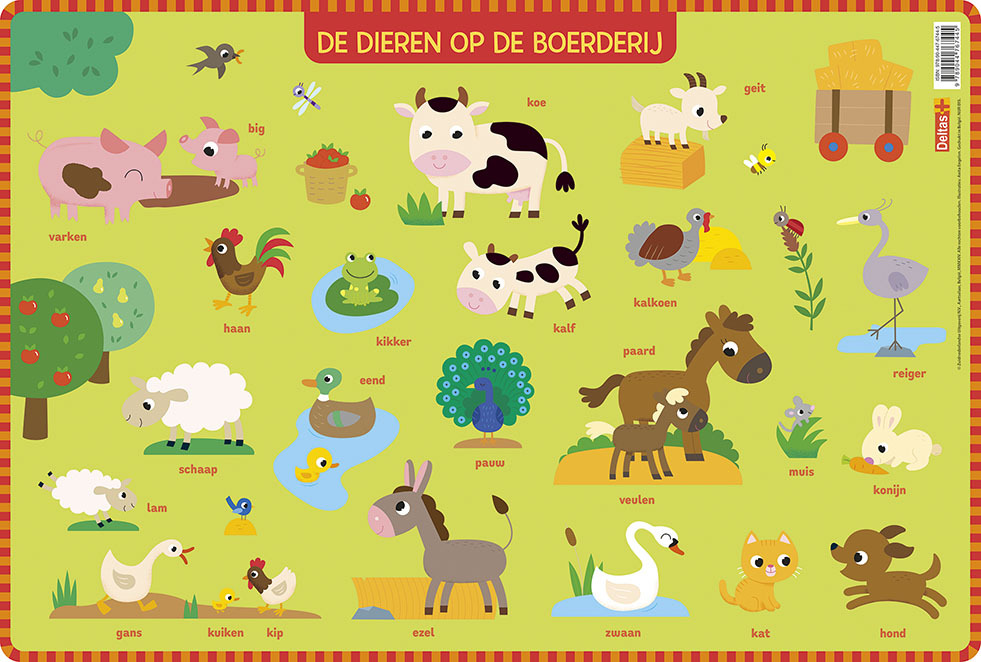 Deltas Educatieve onderleggers de dieren op de boerderij