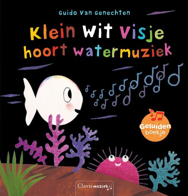 Klein wit visje hoort watermuziek