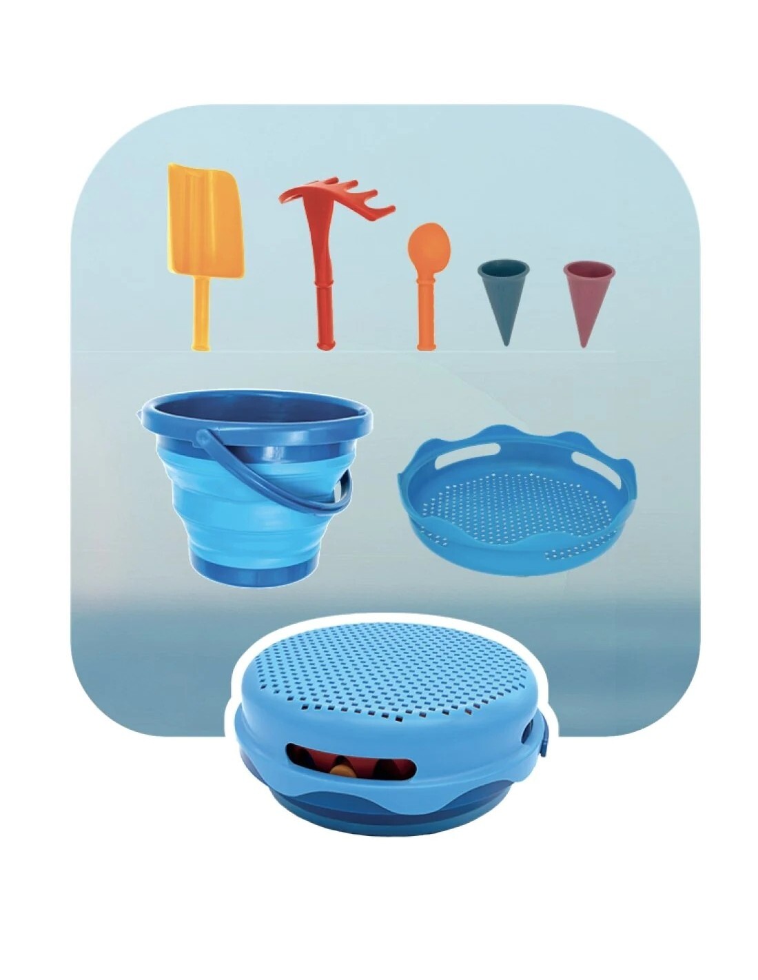 7in1 sand toys zand speelgoed 7 delig blauw