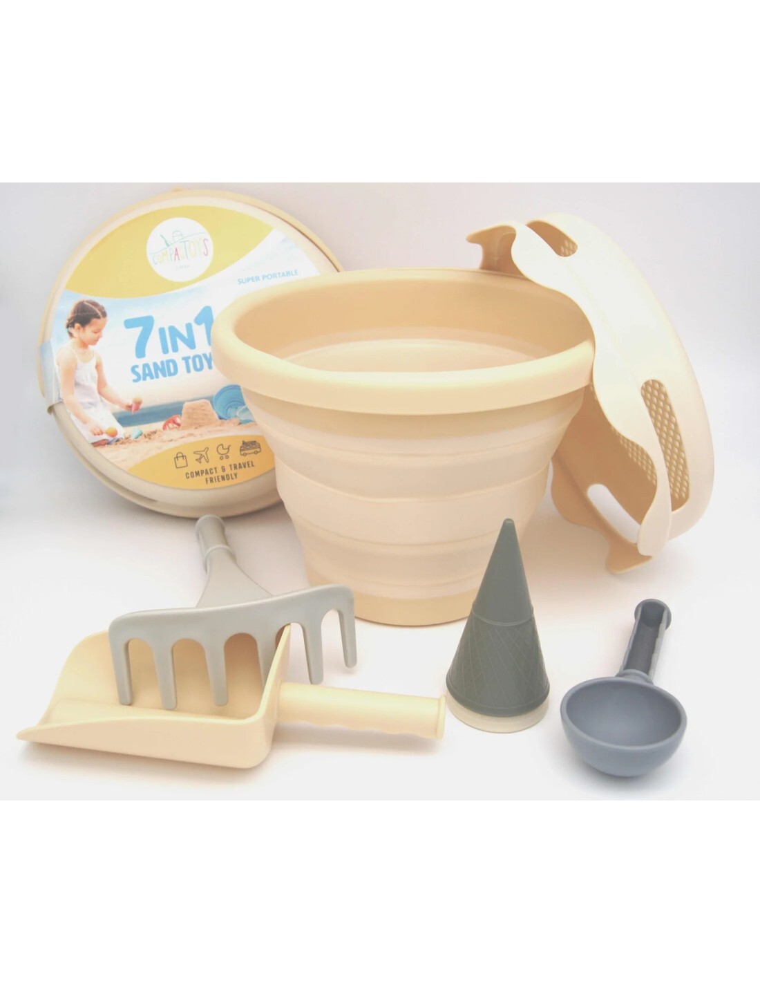 7in1 sand toys zand speelgoed 7 delig beige