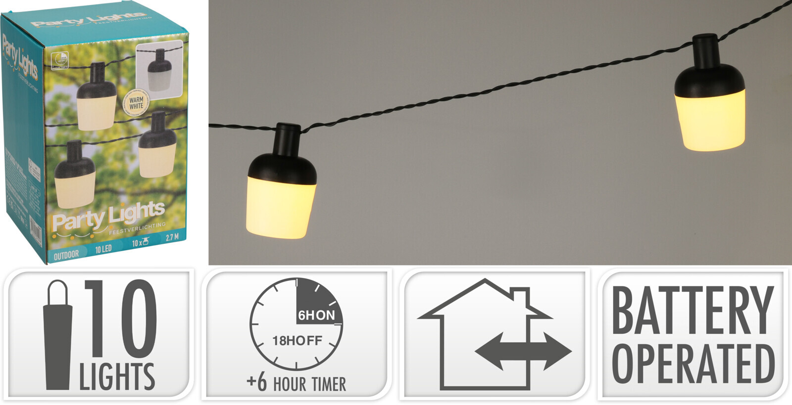 Feestverlichting b/o 10led