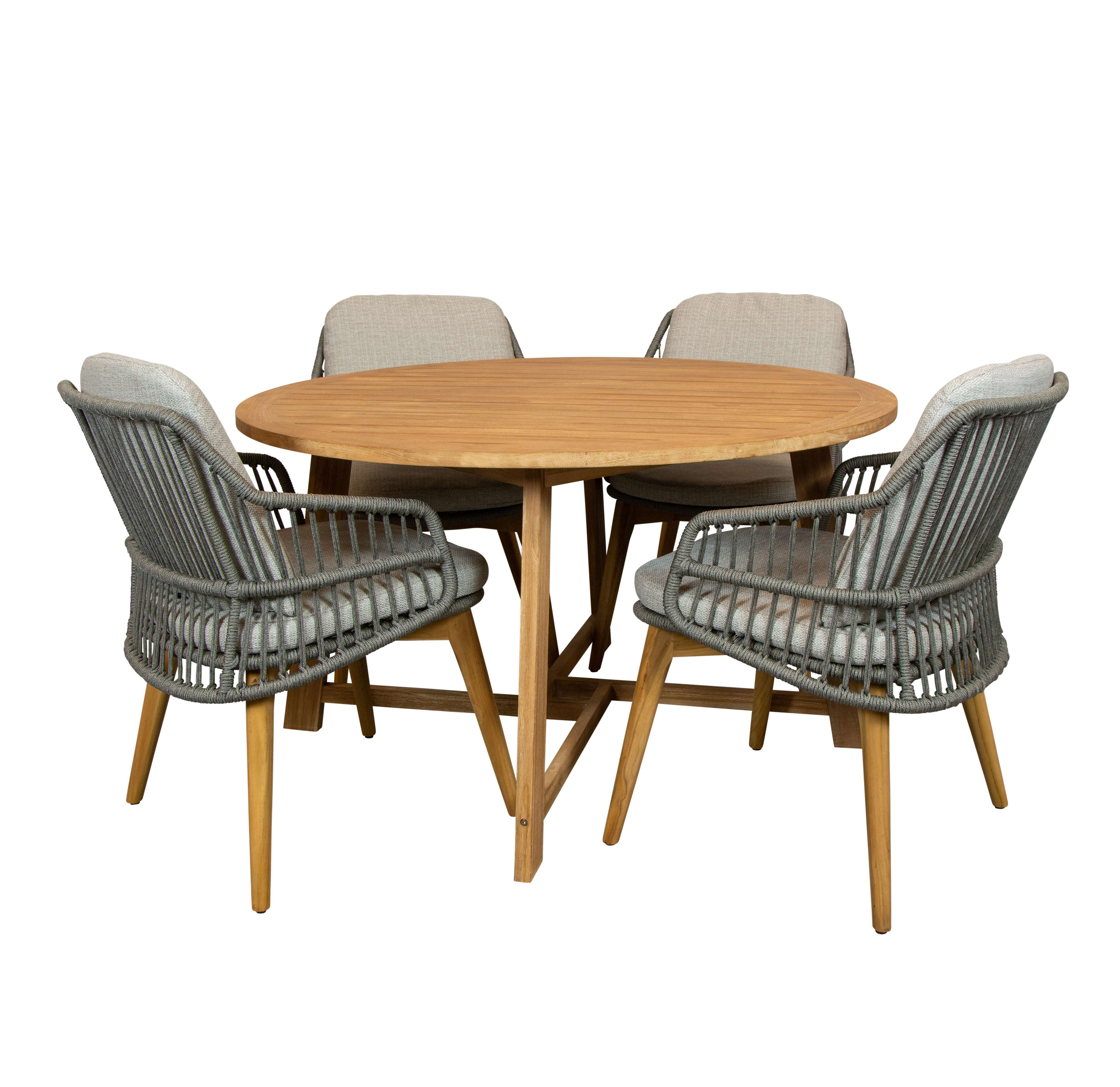 Alexander teak tuintafel 130 rond met 4SO Sempre dining tuinstoel
