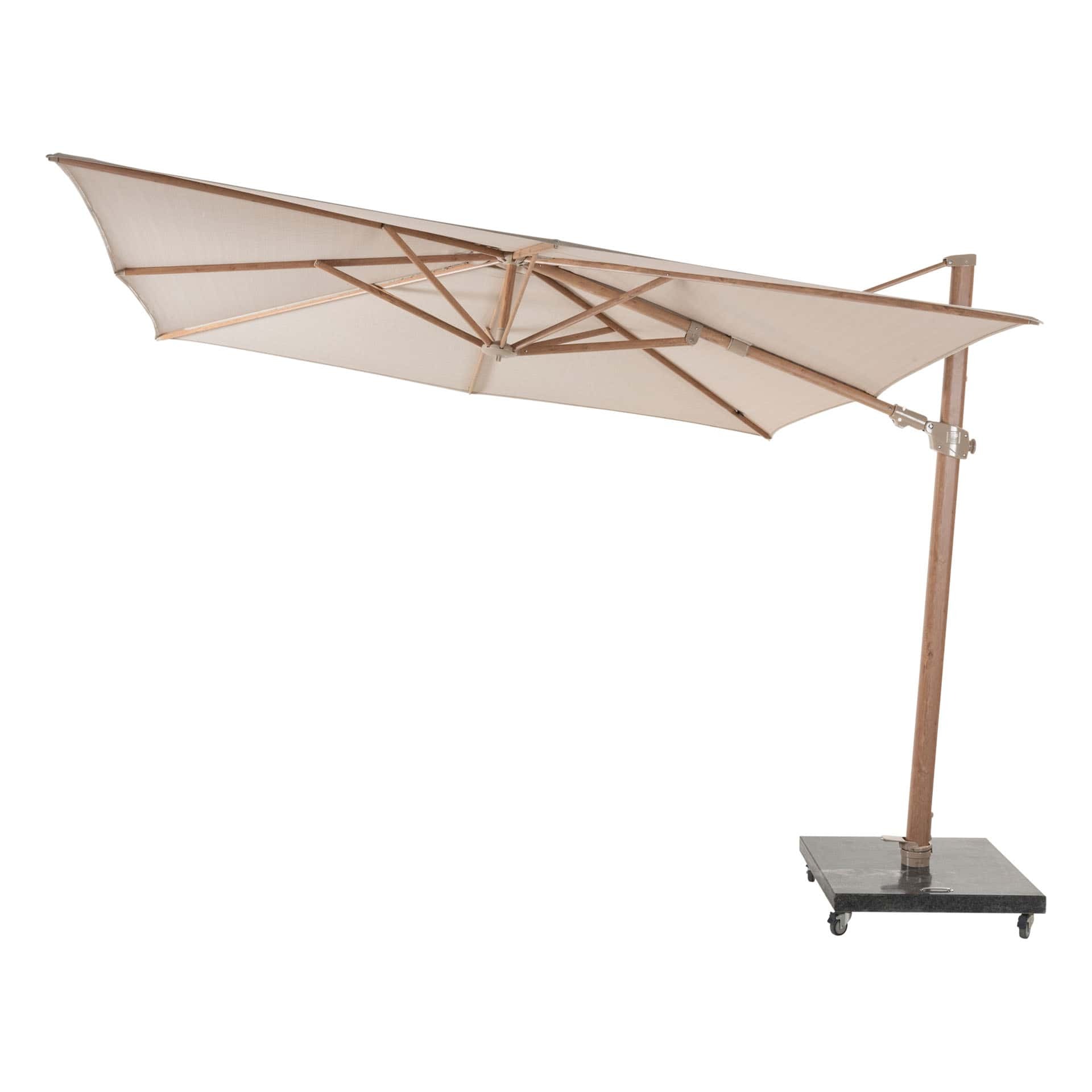 4SO Siesta premium zweefparasol 3x3 m woodlook sand