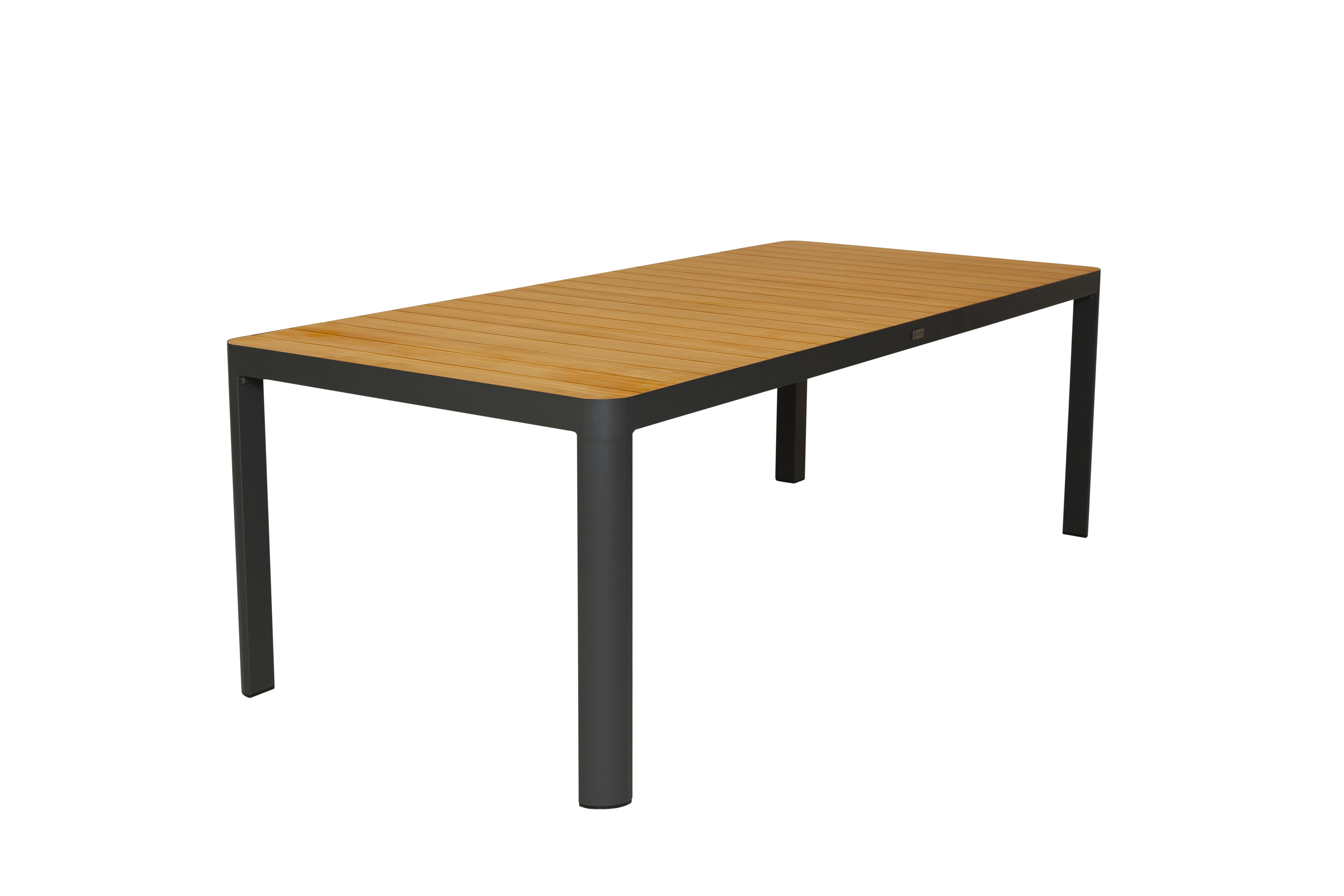 Qopps Mikos tuintafel 220 x100 teak blad frame antraciet