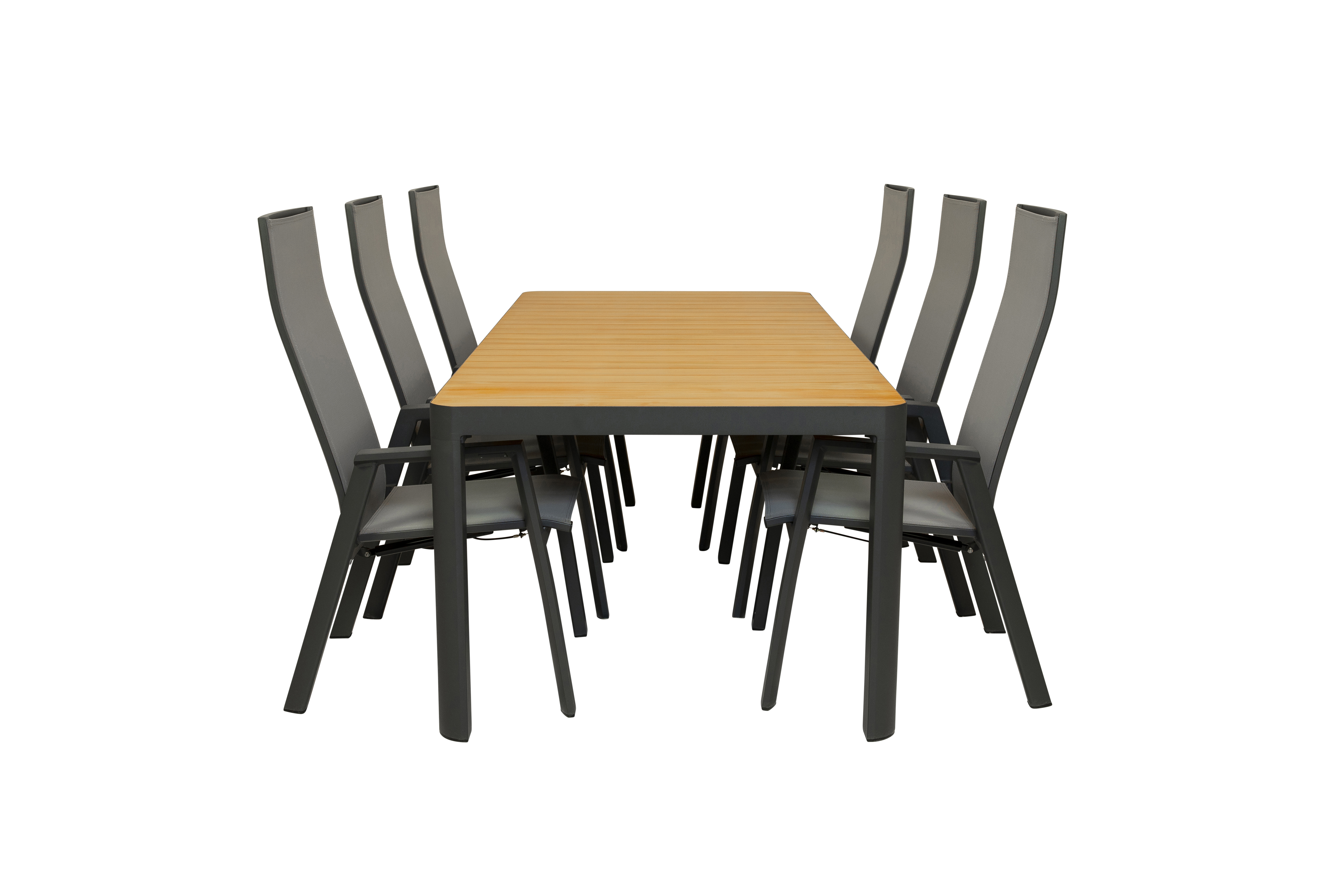 Qopps Mikos tuintafel met 4 Palsa gasveer verstelbare tuinstoelen