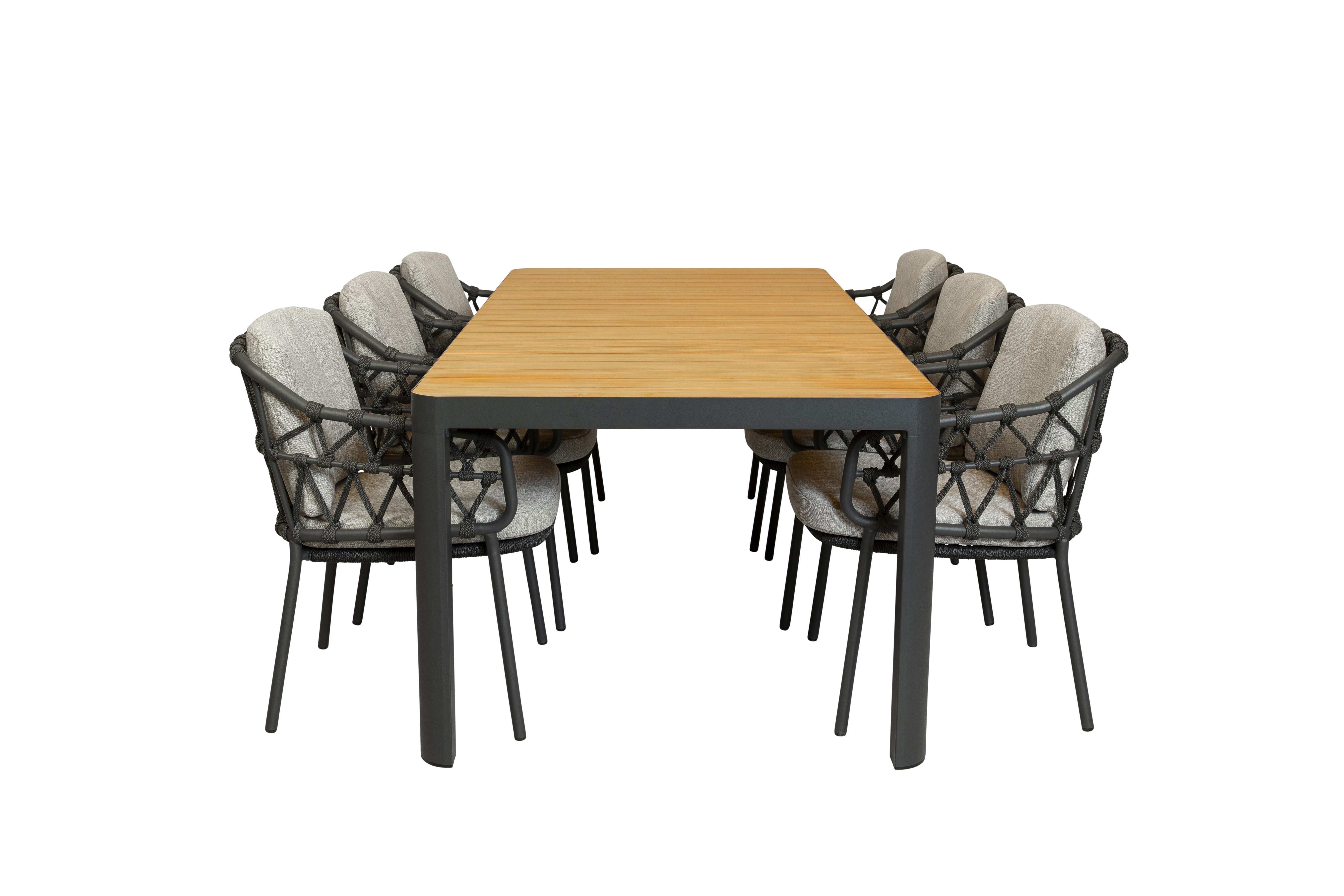 Qopps Mikos tuintafel met 6 4SO Calpi dining tuinstoelen
