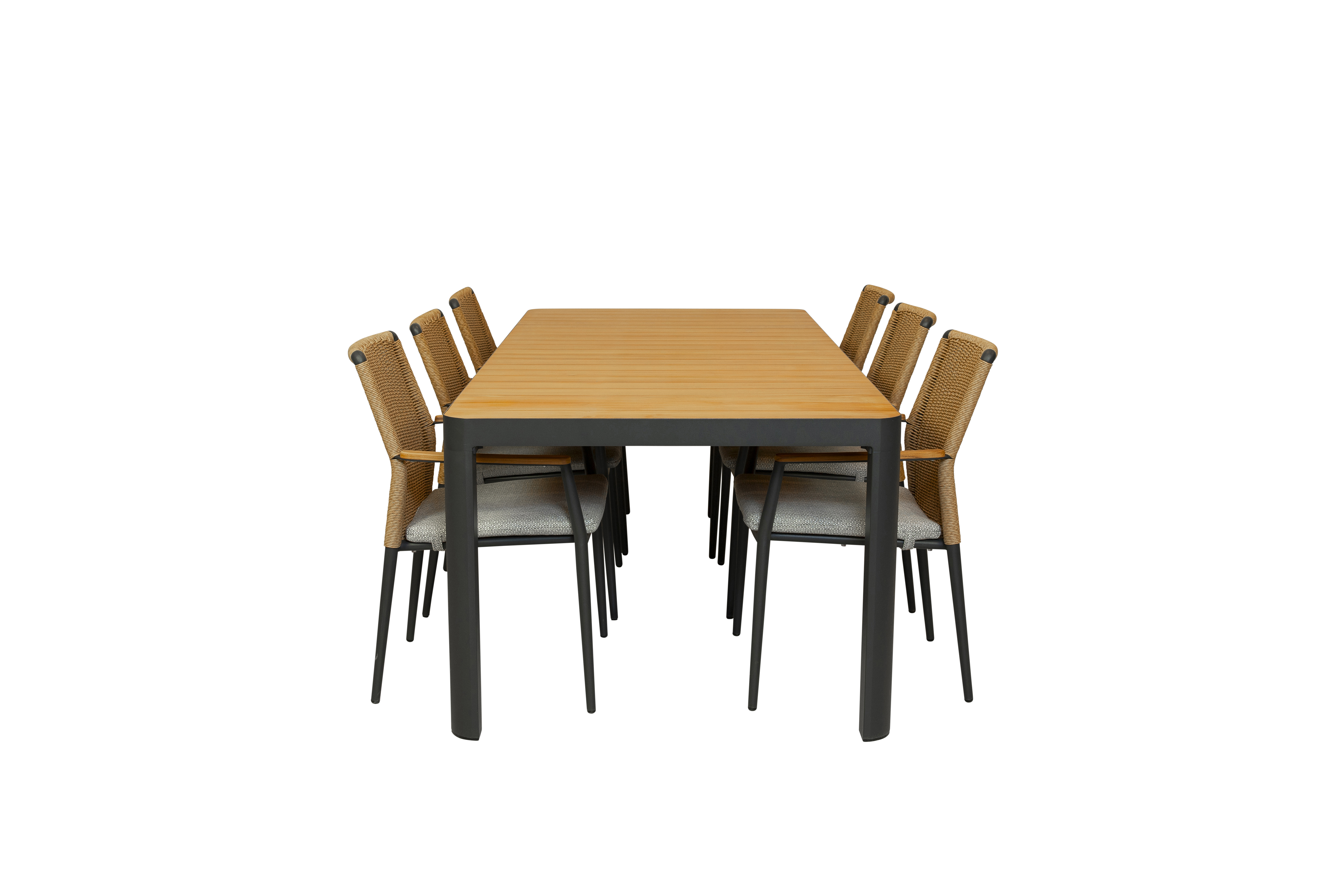 Qopps Mikos tuintafel met Yvori 6 stapelbare tuinstoelen