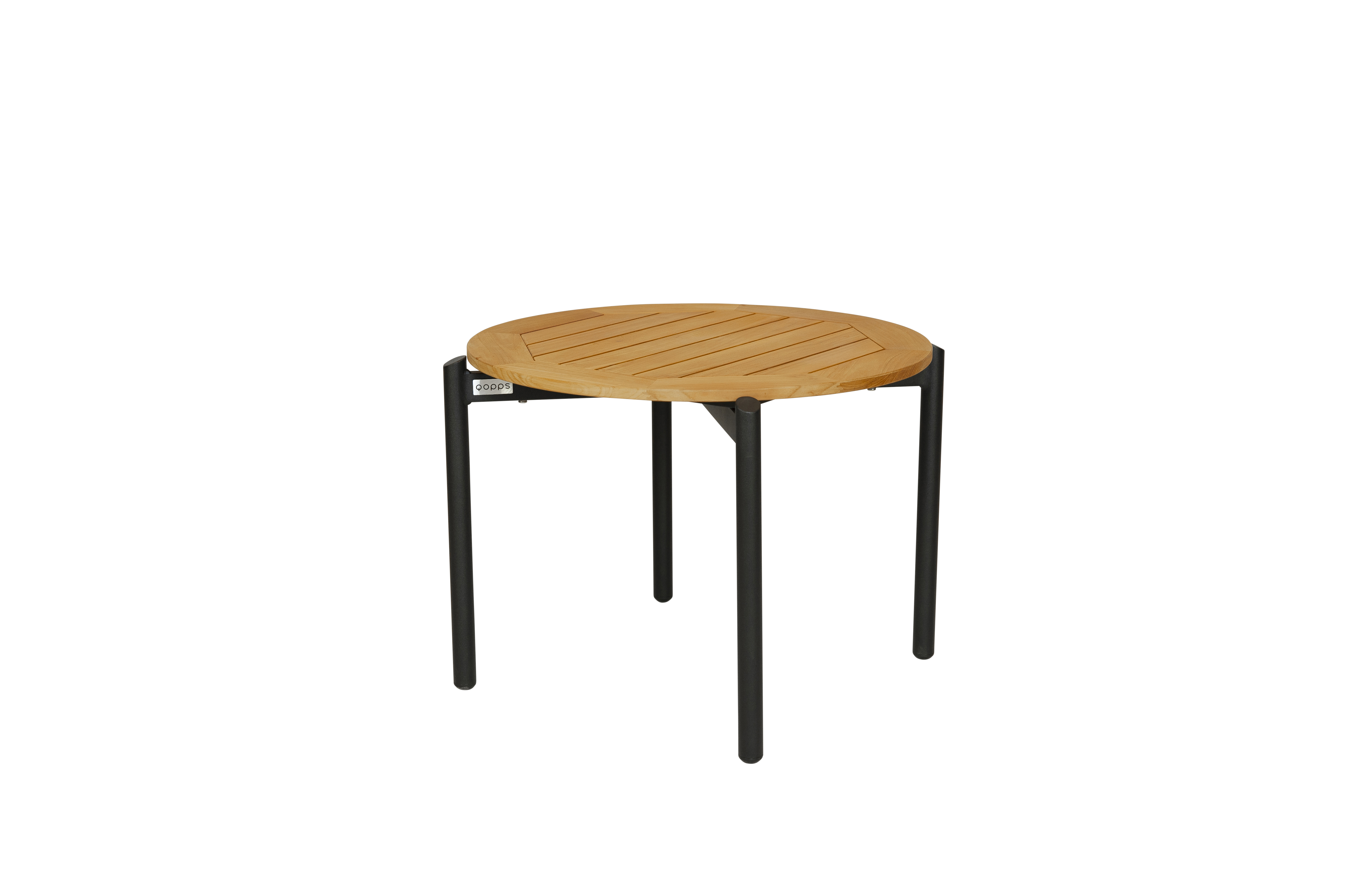 Qopps Ident koffietafel 60 cm rond zwart frame teak blad