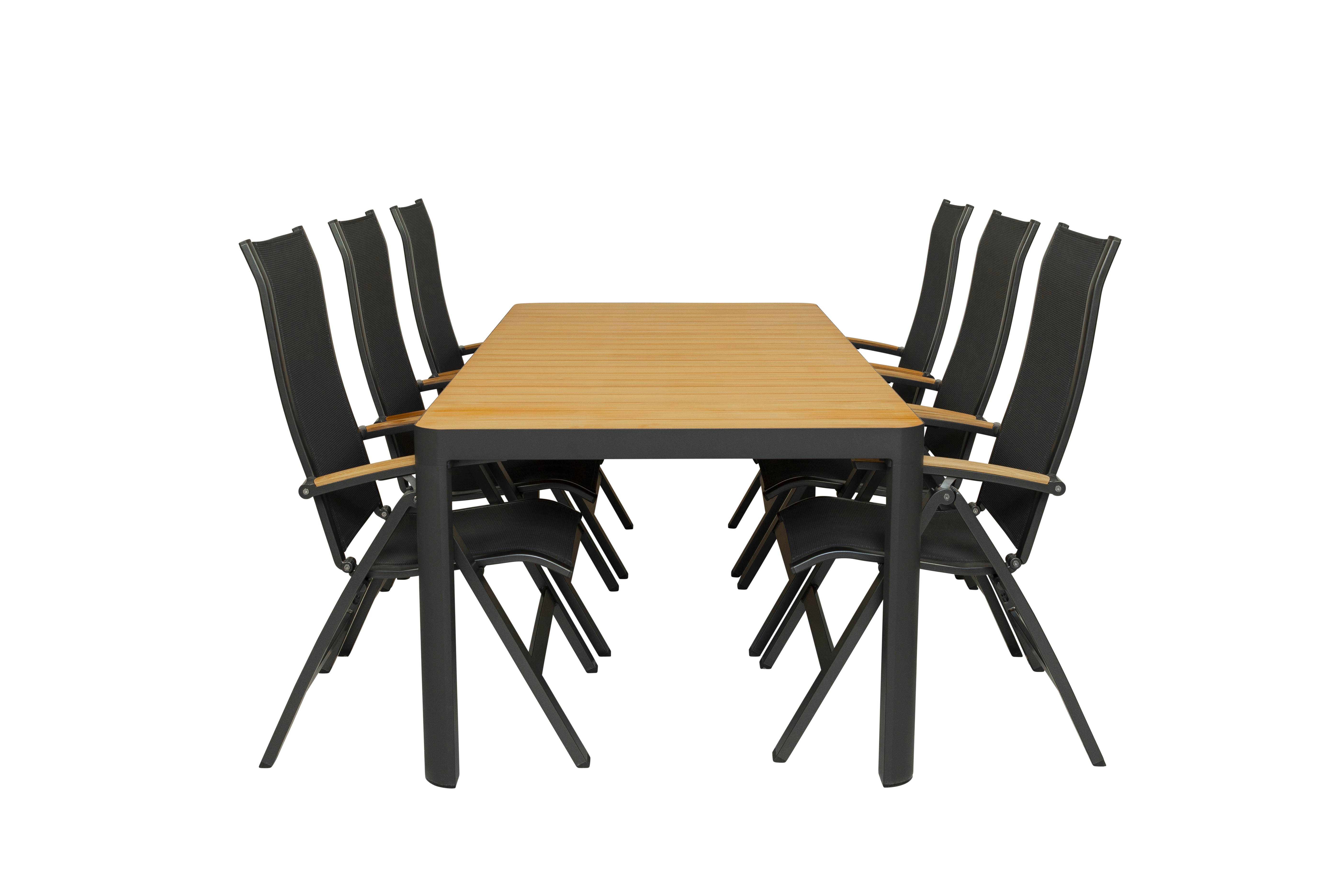 Qopps Mikos tuintafel met 6 Kettler Altura verstelbare tuinstoelen