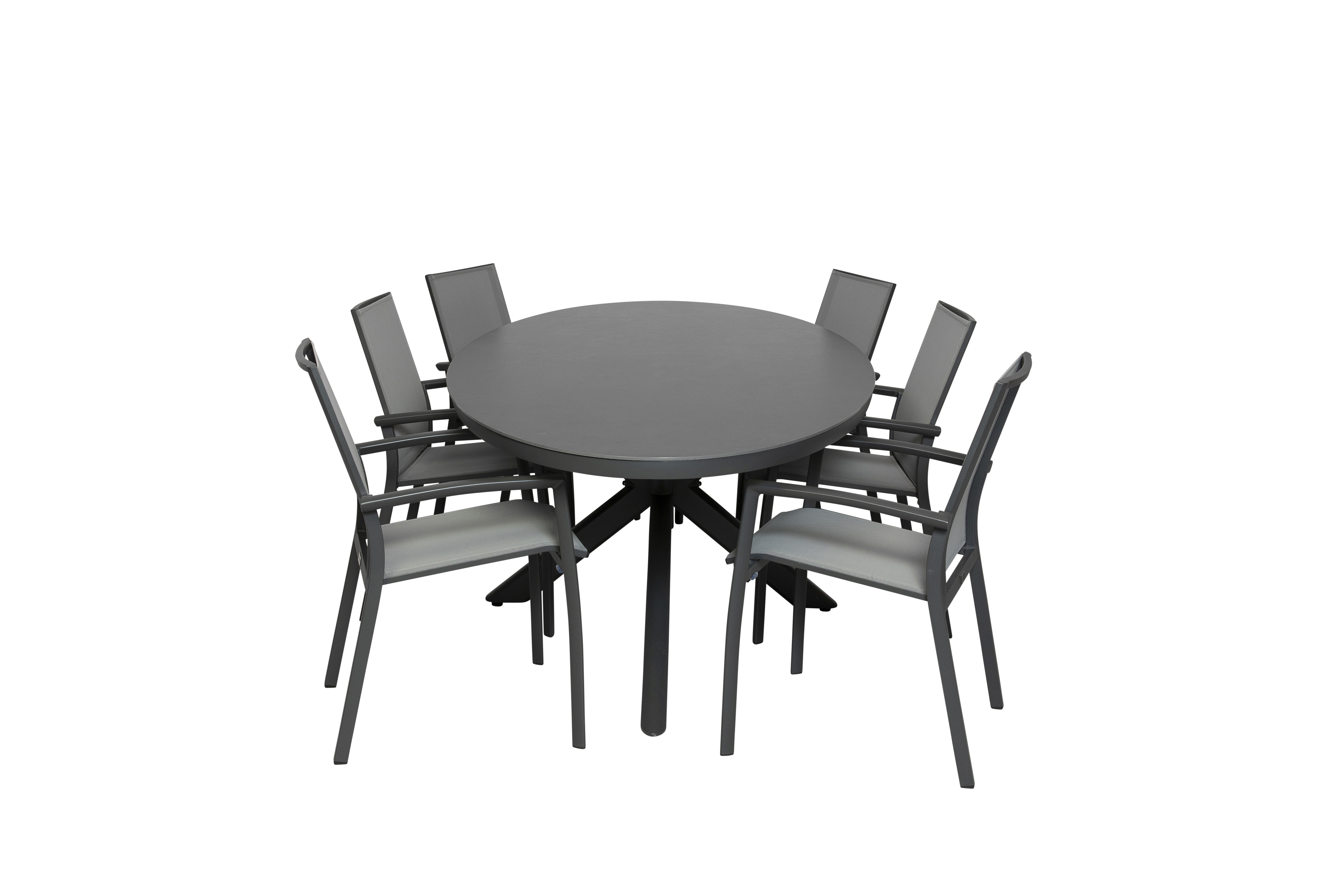 Qopps Vidas tuintafel met 6 Tampa stapelbare tuinstoelen
