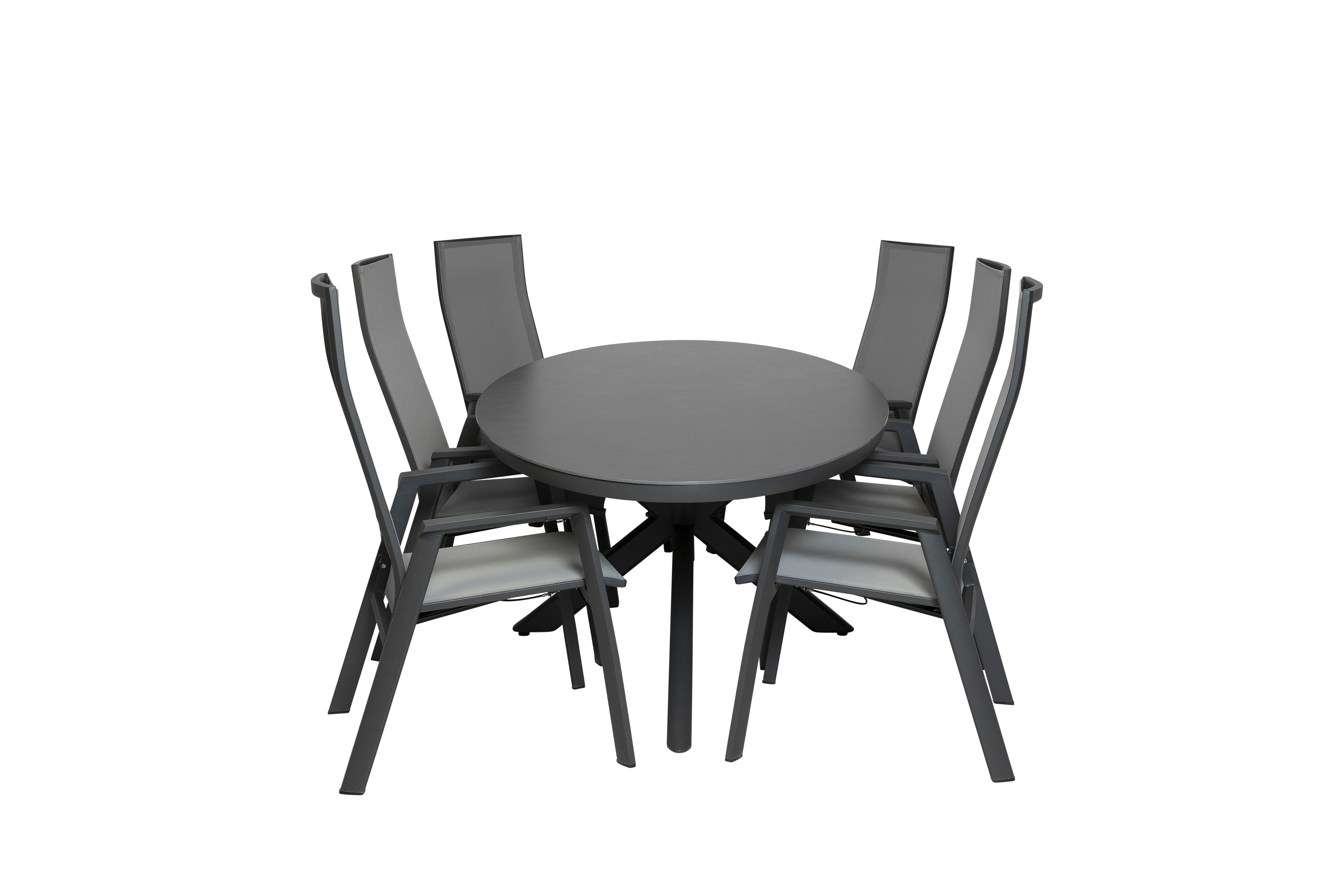 Qopps Vidas tuintafel met 6 Palsa gasveer verstelbare tuinstoelen