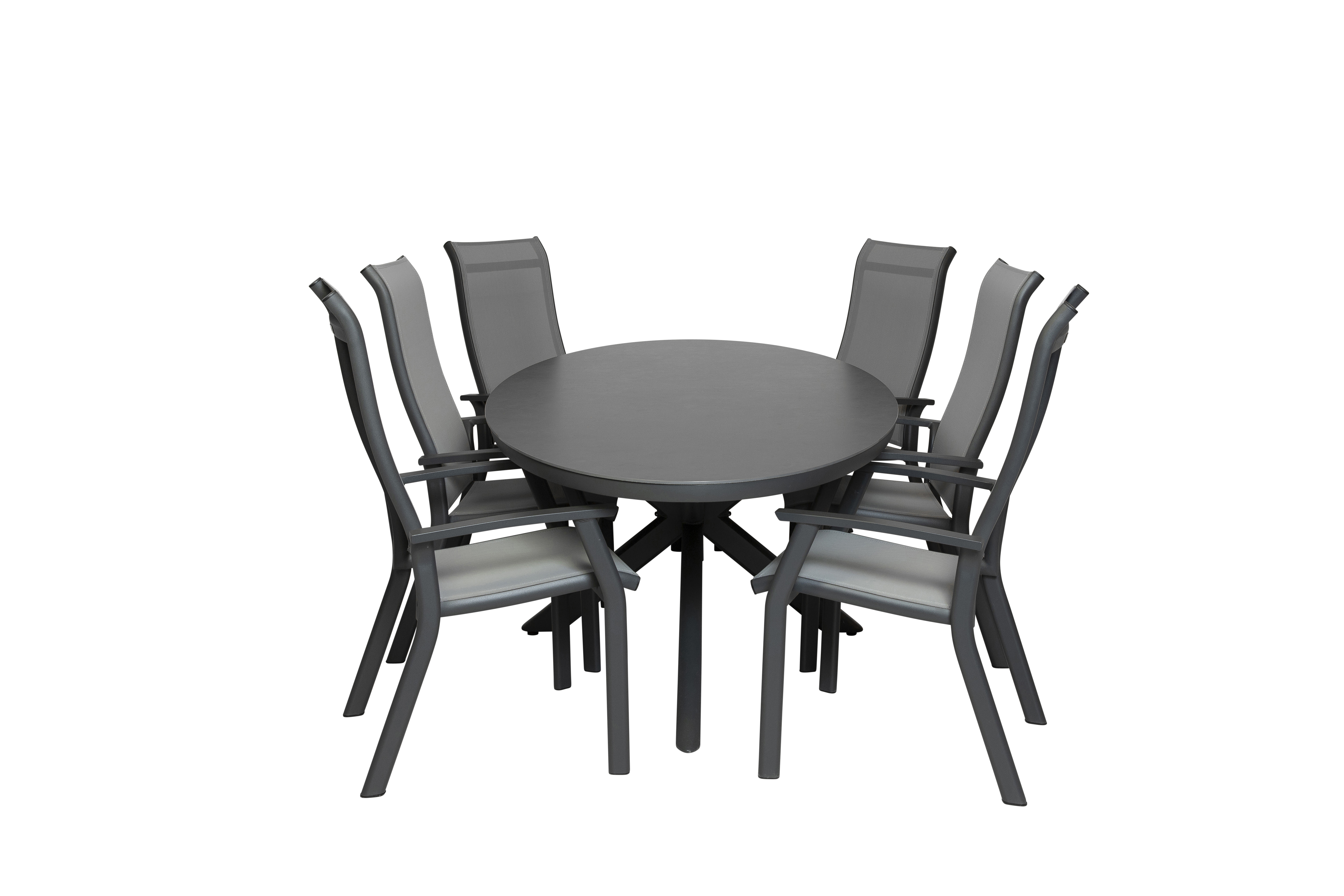 Qopps Vidas tuintafel met 6 Farro stapelbare tuinstoelen