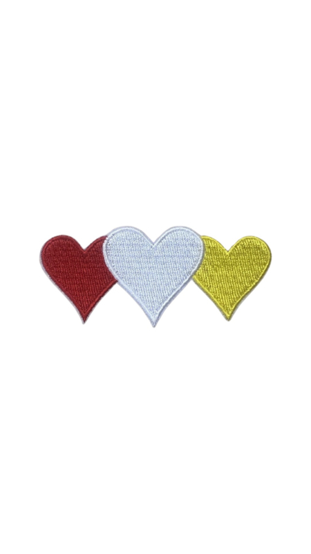 Embleem 3 hartjes rood wit geel