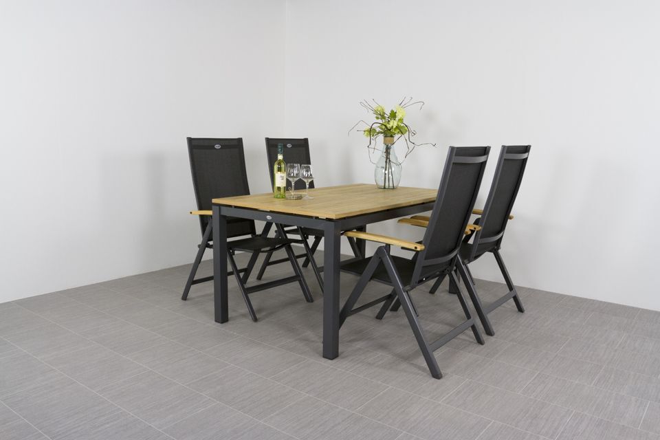 Hartman Sonata tuintafel met 4 Napoli verstelbare tuinstoelen