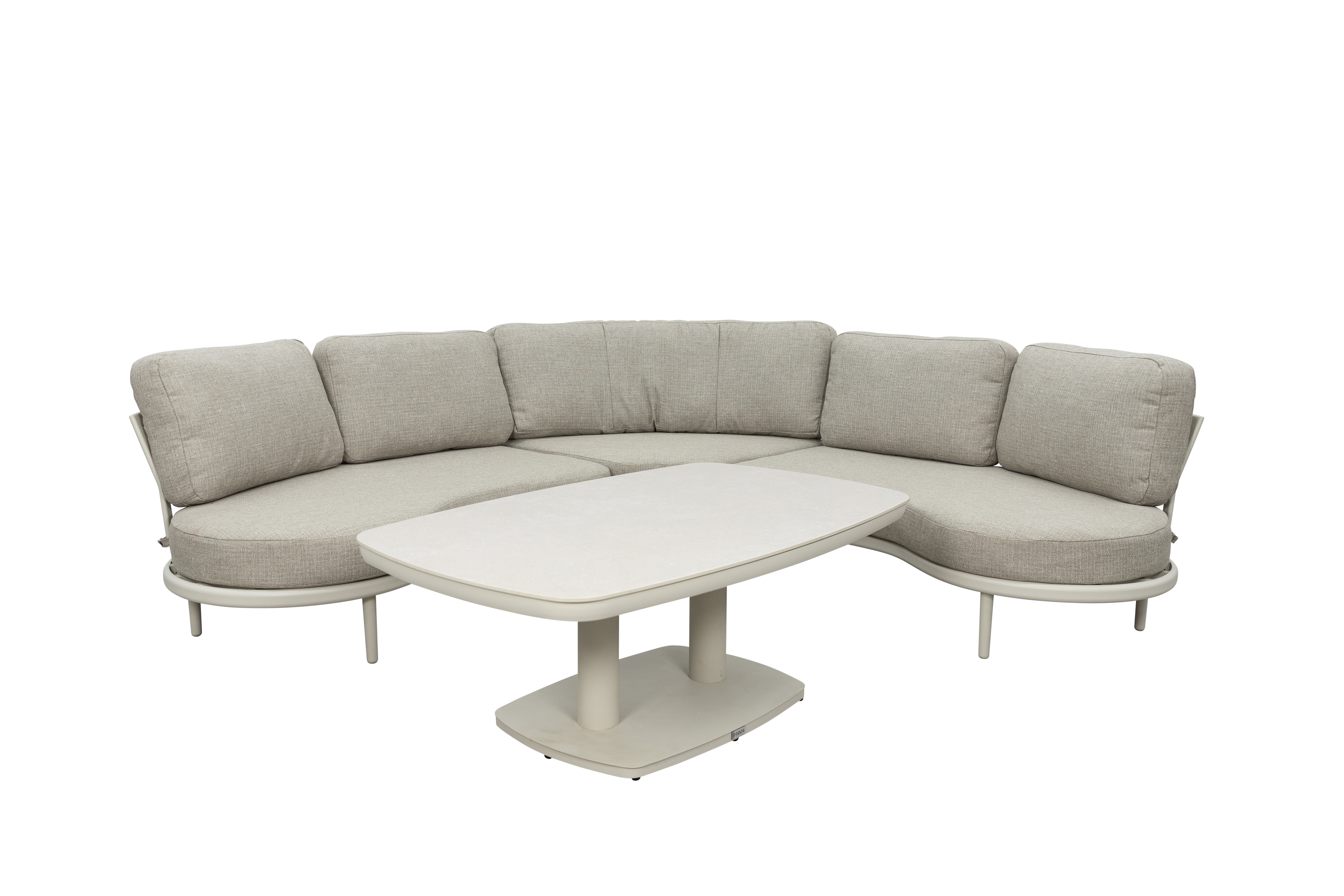Qopps Deyon hoek loungeset met Elena in hoogte verstelbare tuintafel