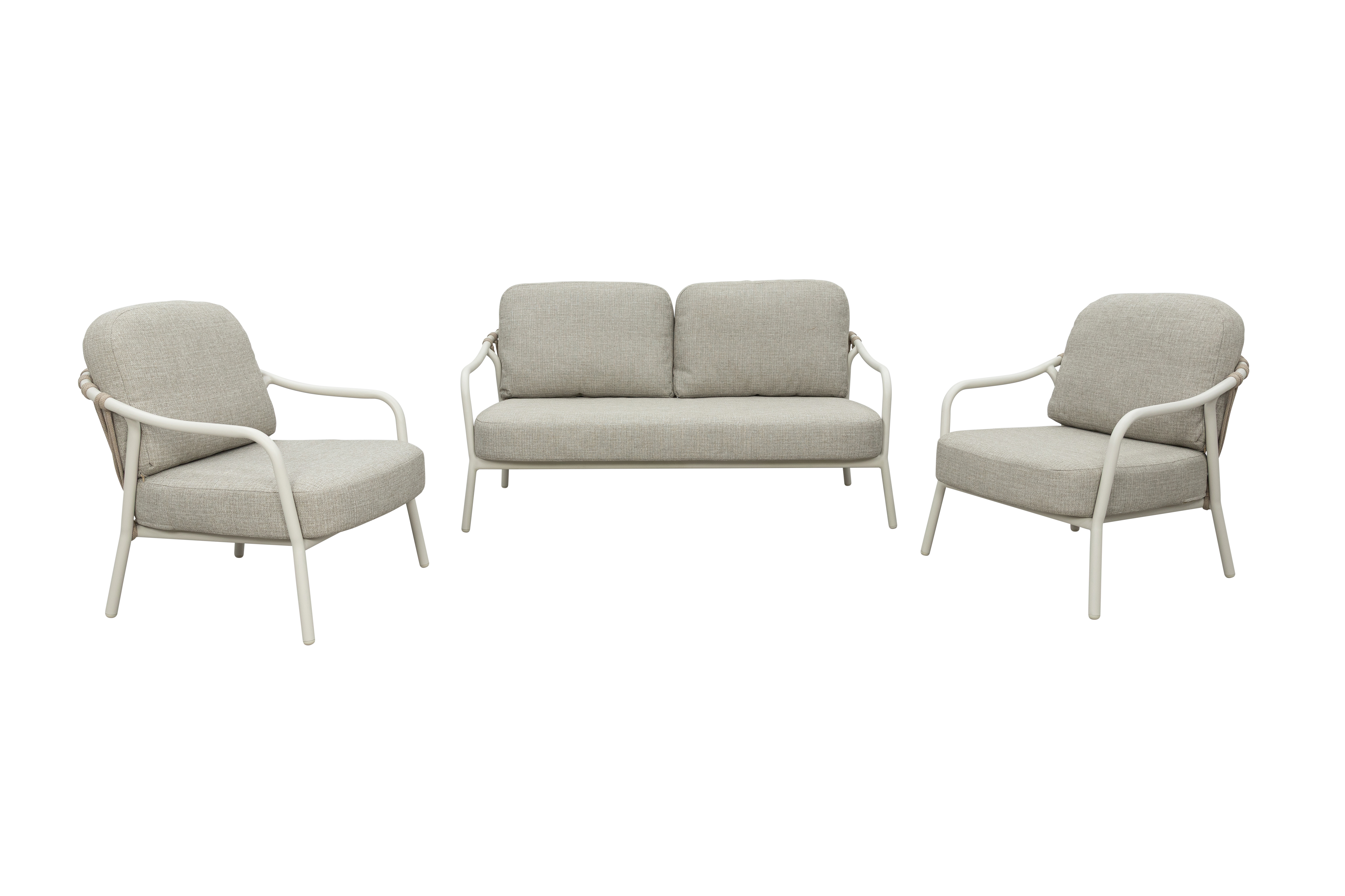 Qopps Ivans loungeset bank met 2 loungestoelen latte light