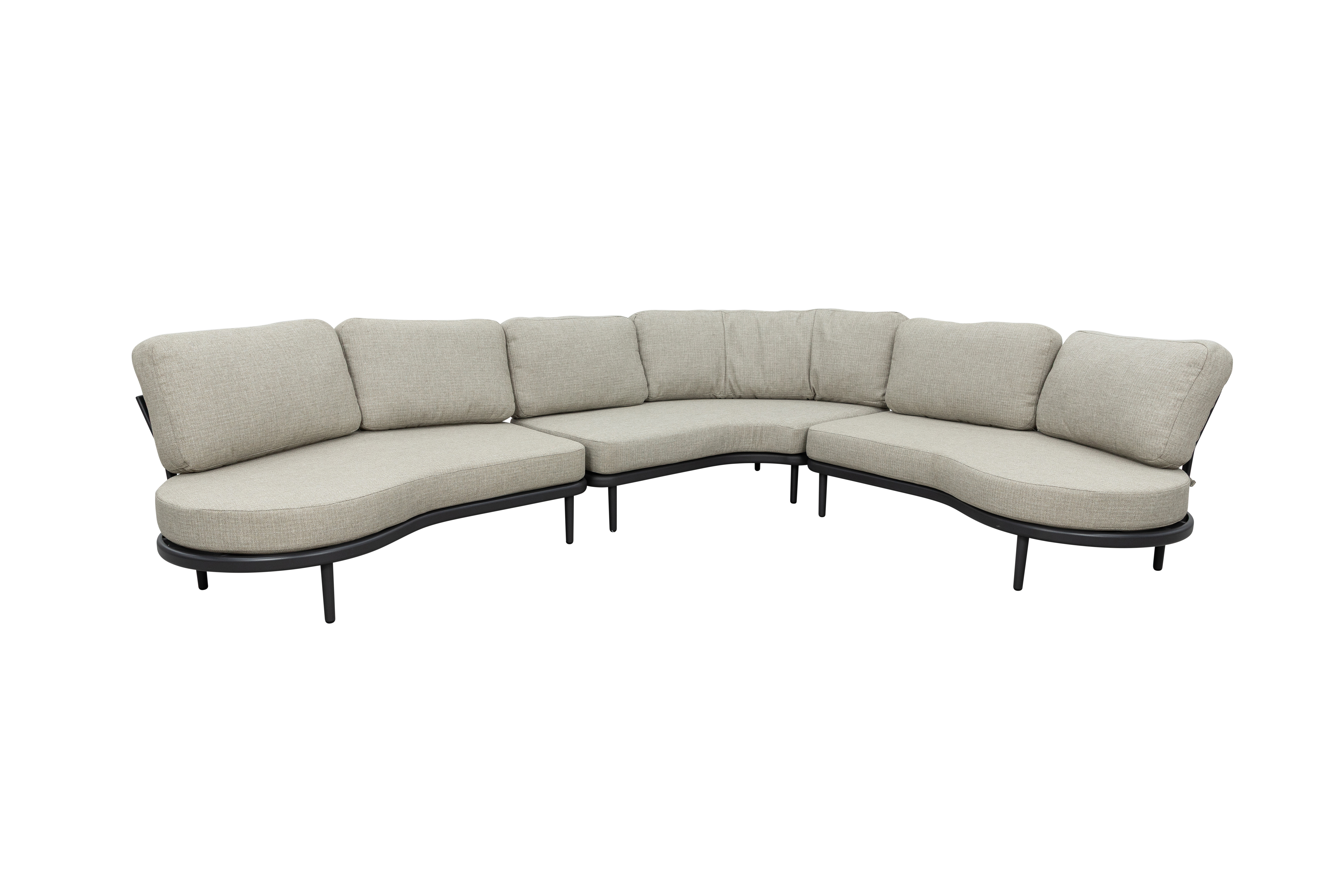Qopps Giany hoek loungeset xL organisch royal grey met greige kussens