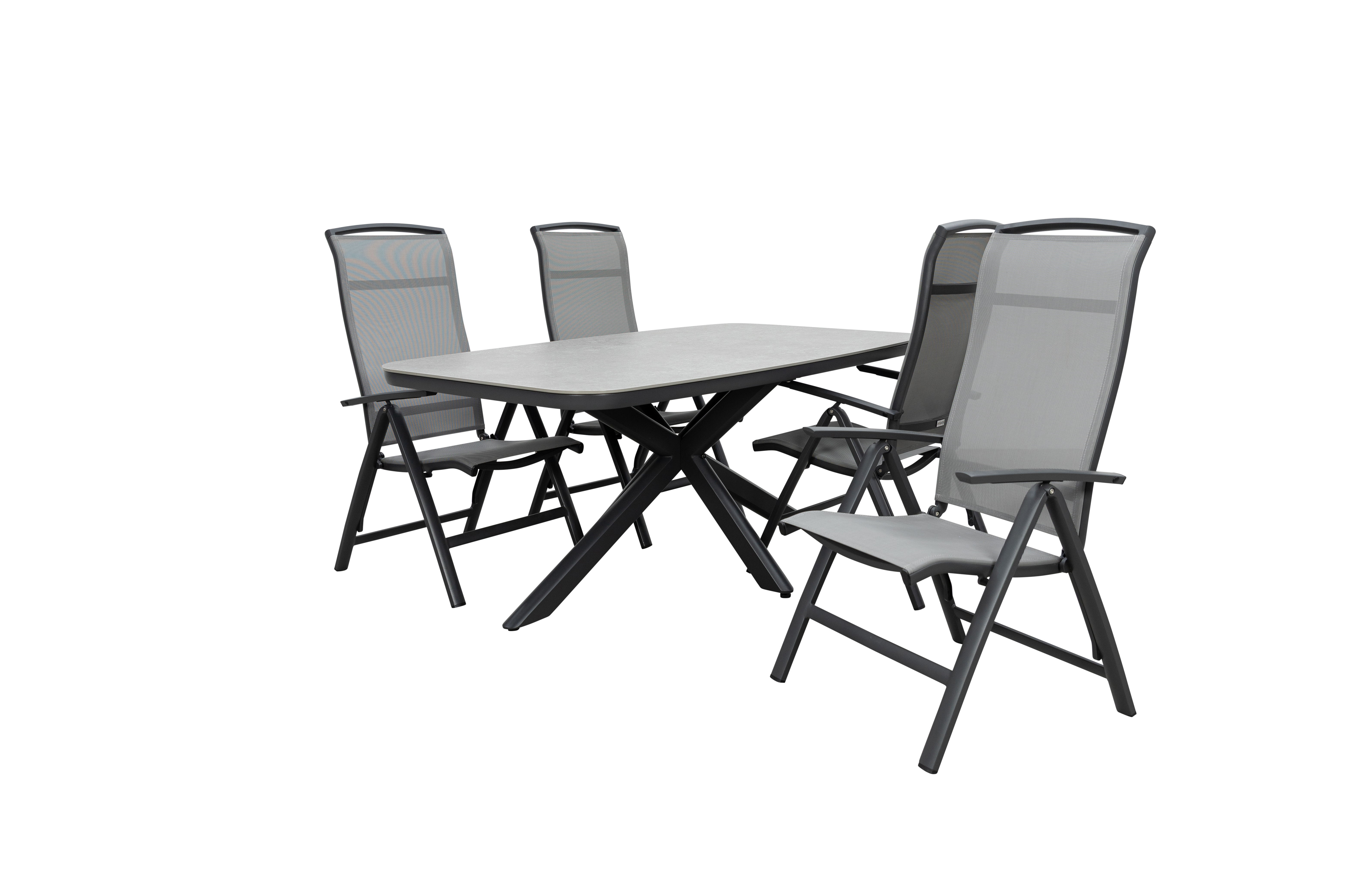 Qopps Vakio tuintafel met 4 Houston verstelbare tuinstoelen