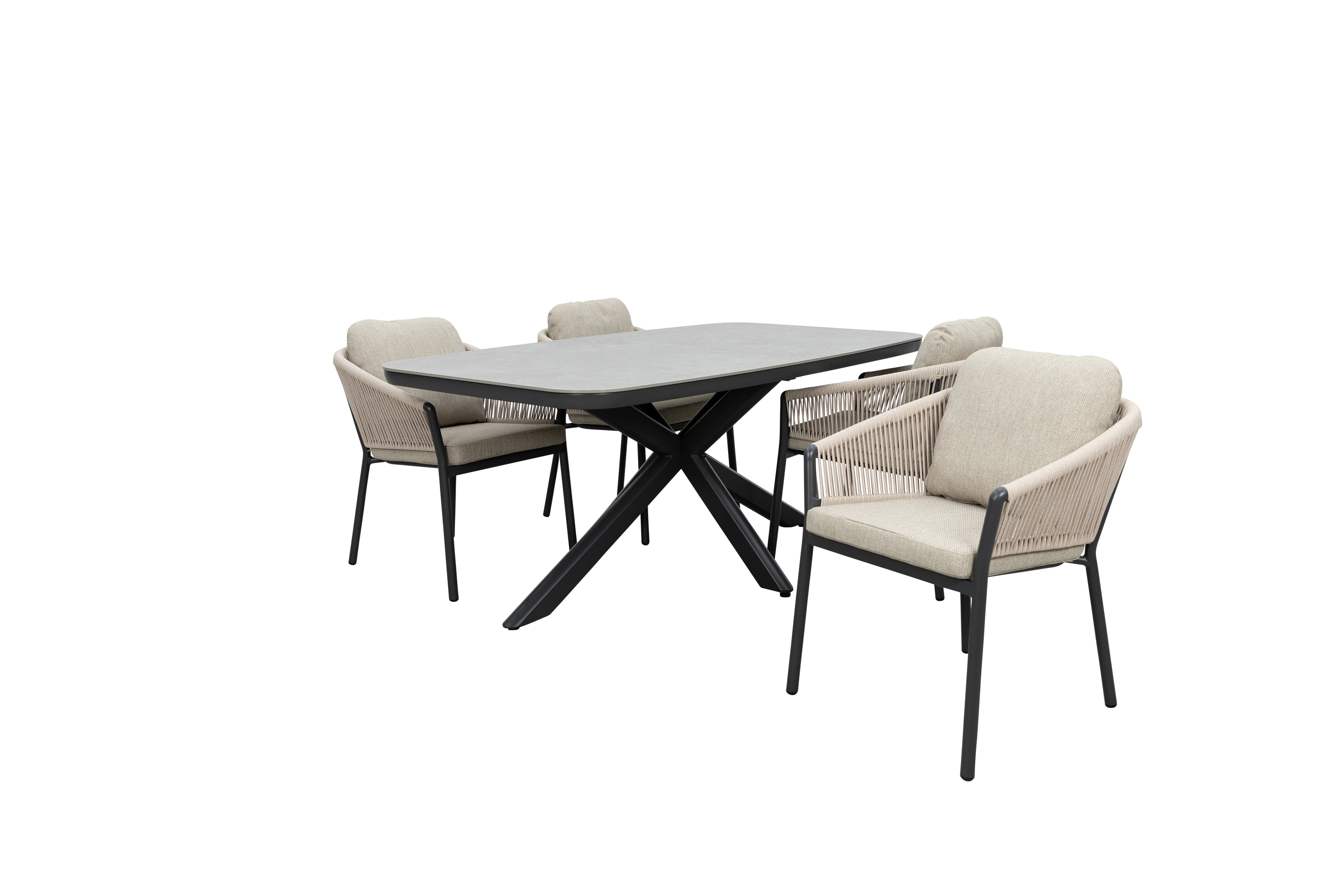 Qopps Vakio tuintafel met 4 Felan dining tuinstoelen