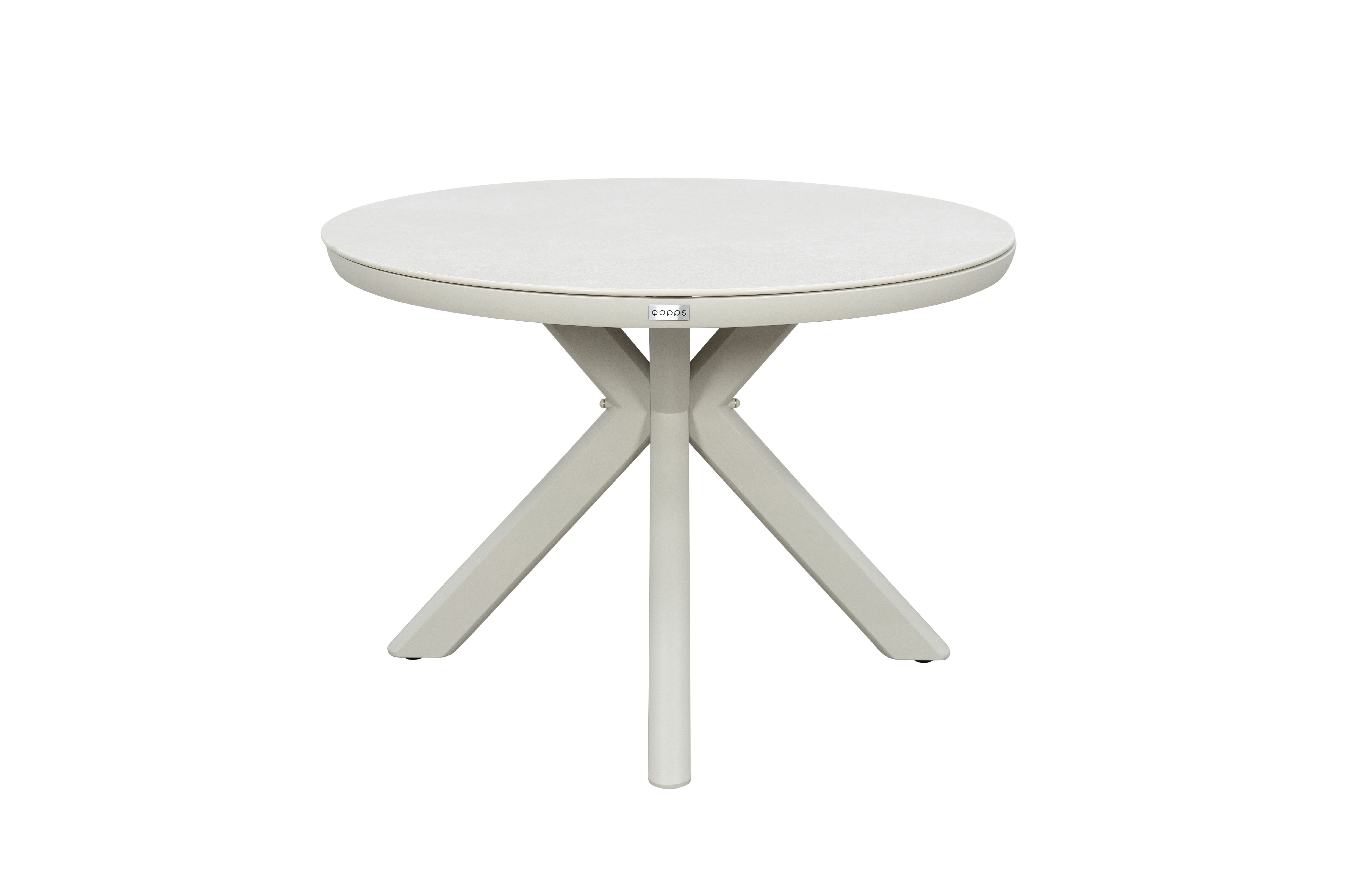 Qopps Ziggy tuintafel 105 cm rond frame latte light blad sintered stone beige
