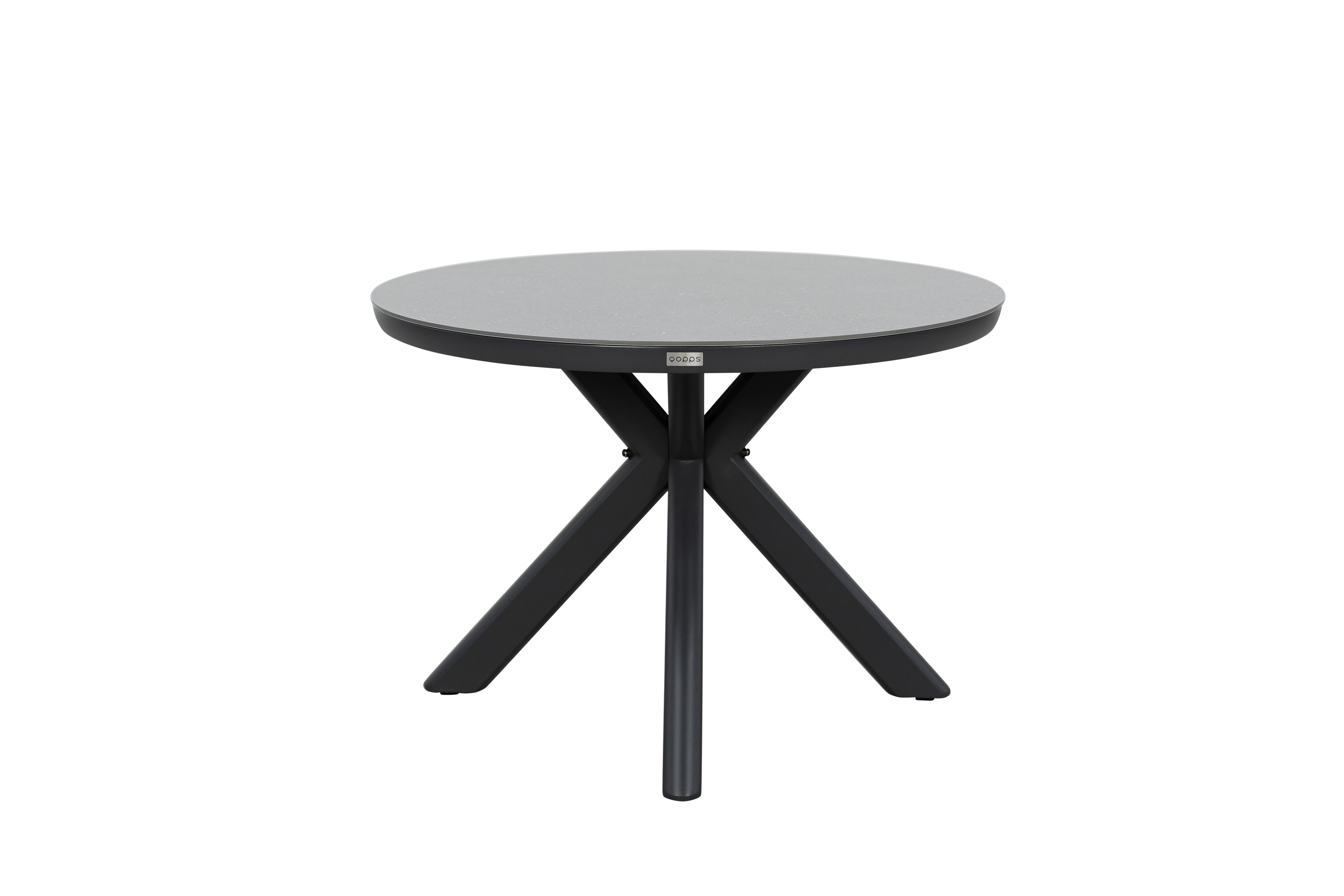 Qopps Ziggy tuintafel 105 cm rond royal grey frame sintered stone blad antraciet
