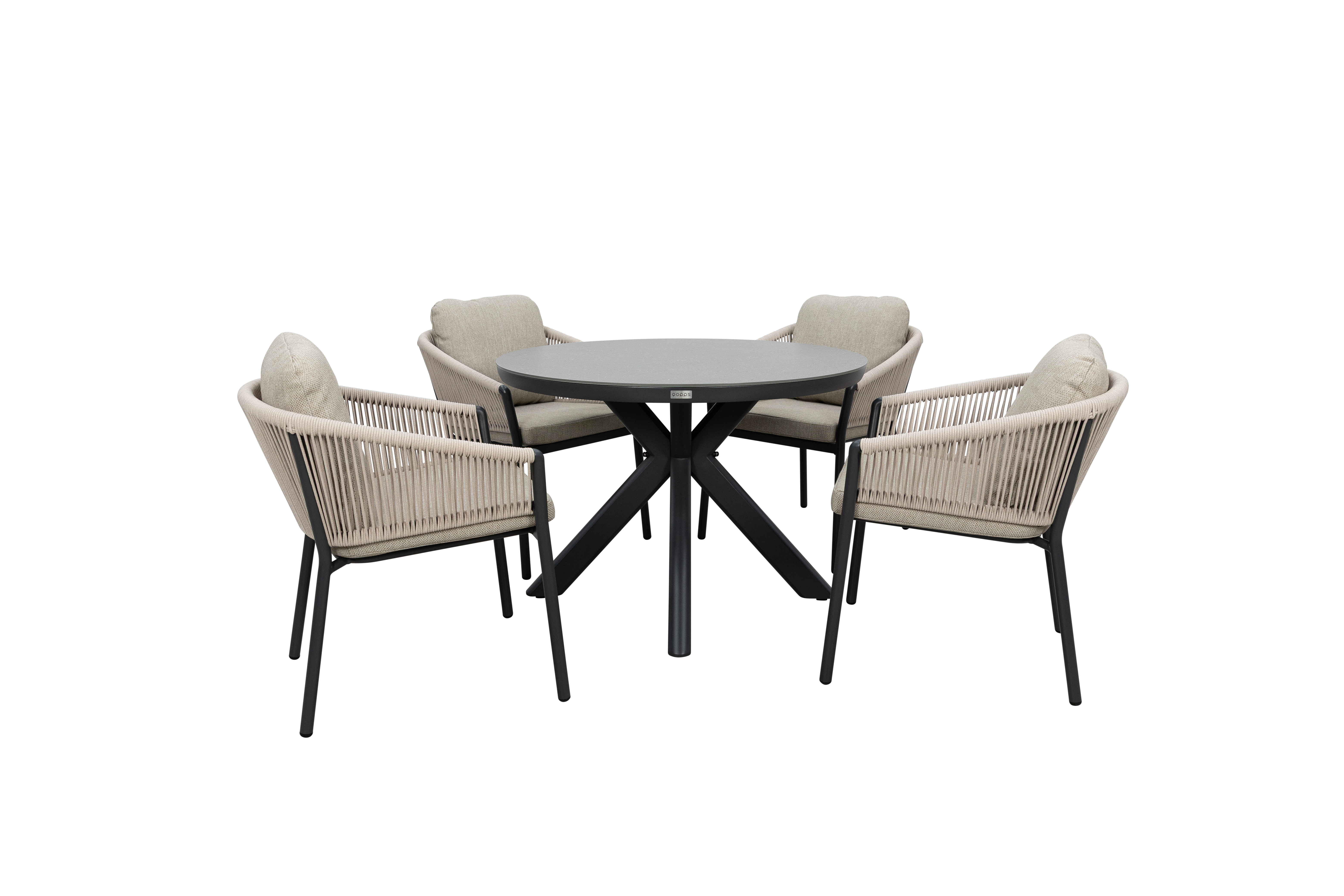 Qopps Ziggy tuintafel met 4 Felan dining tuinstoelen