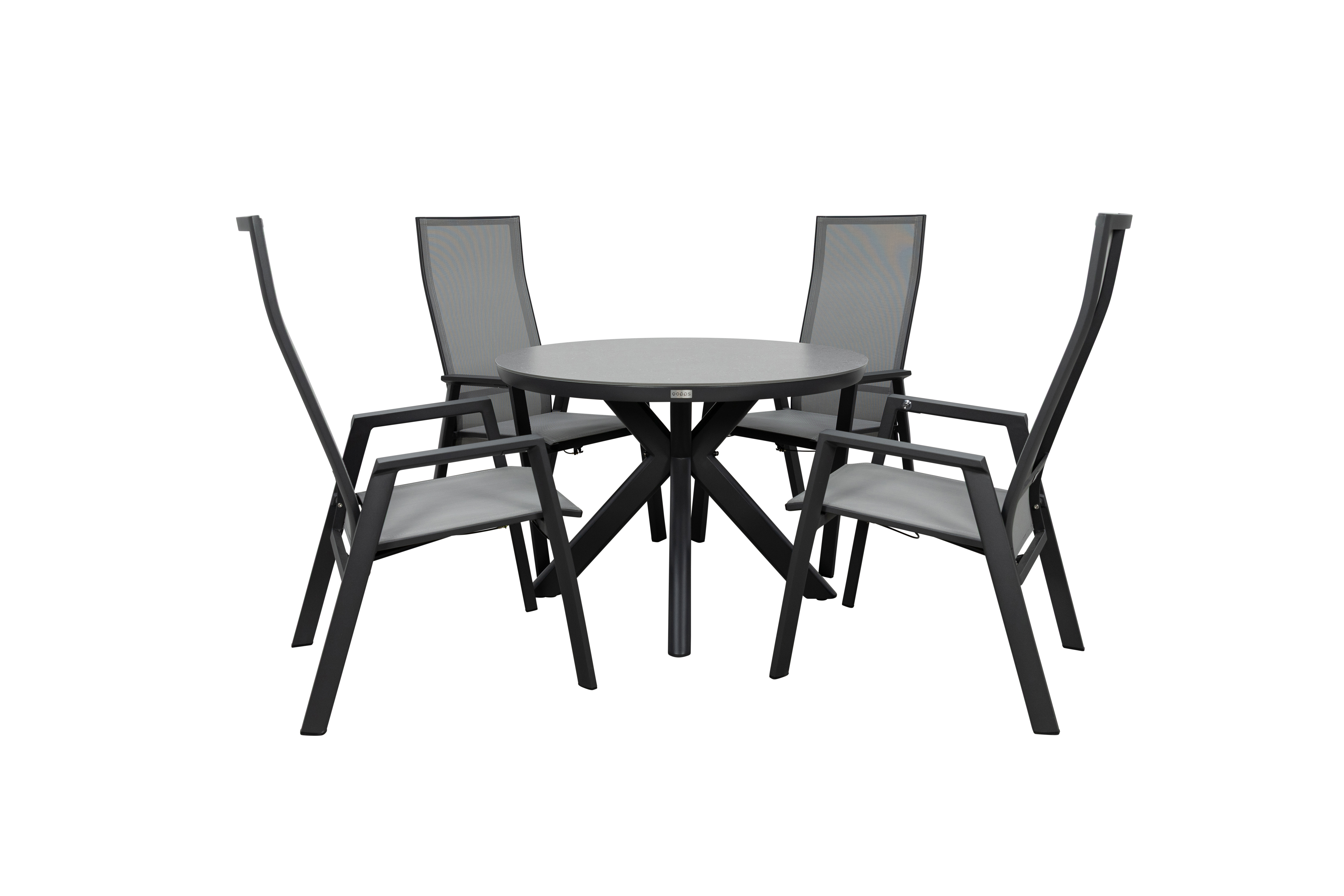 Qopps Ziggy tuintafel met 4 Palsa gasveer verstelbare tuinstoelen