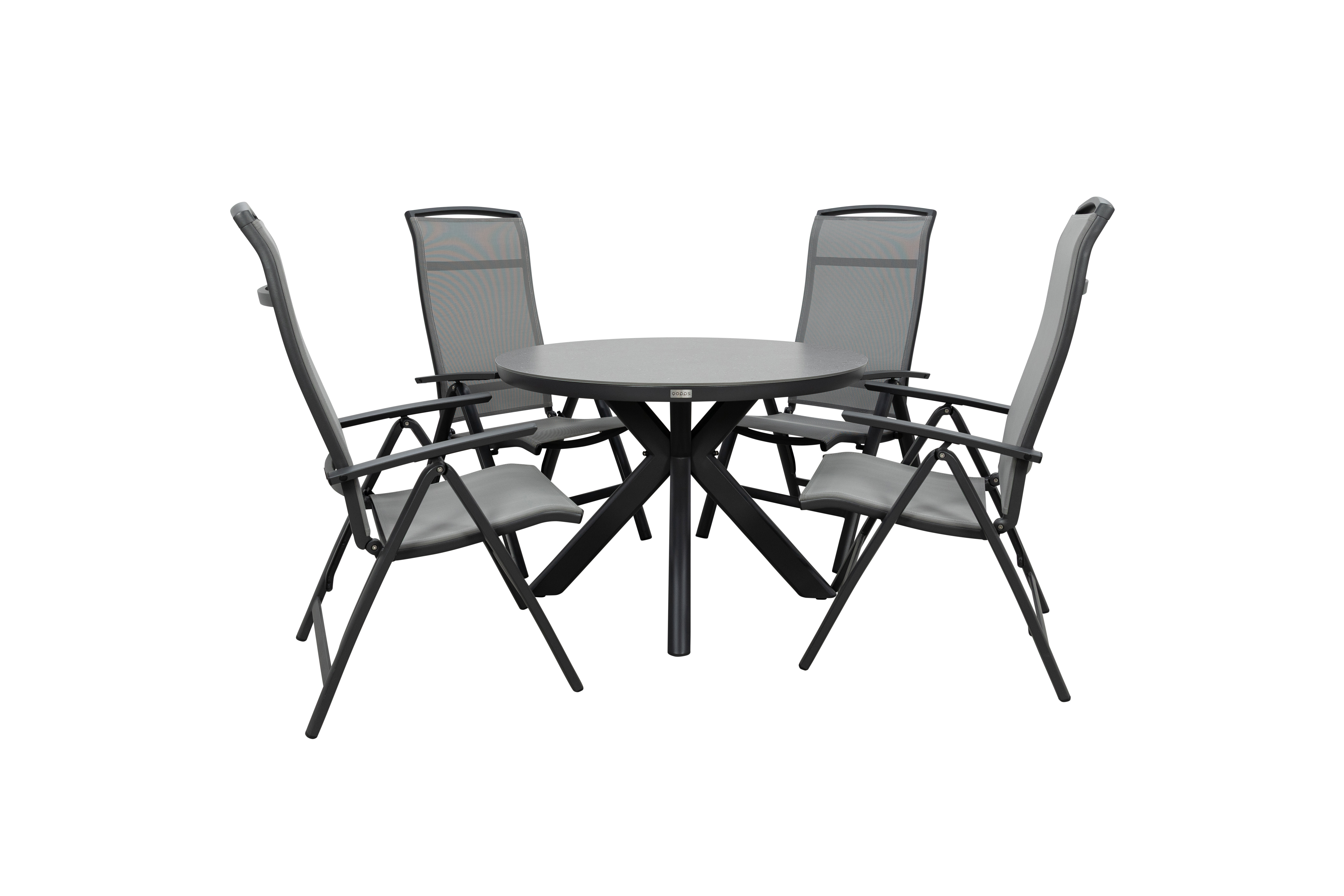 Qopps Ziggy tuintafel met 4 Houston verstelbare tuinstoelen