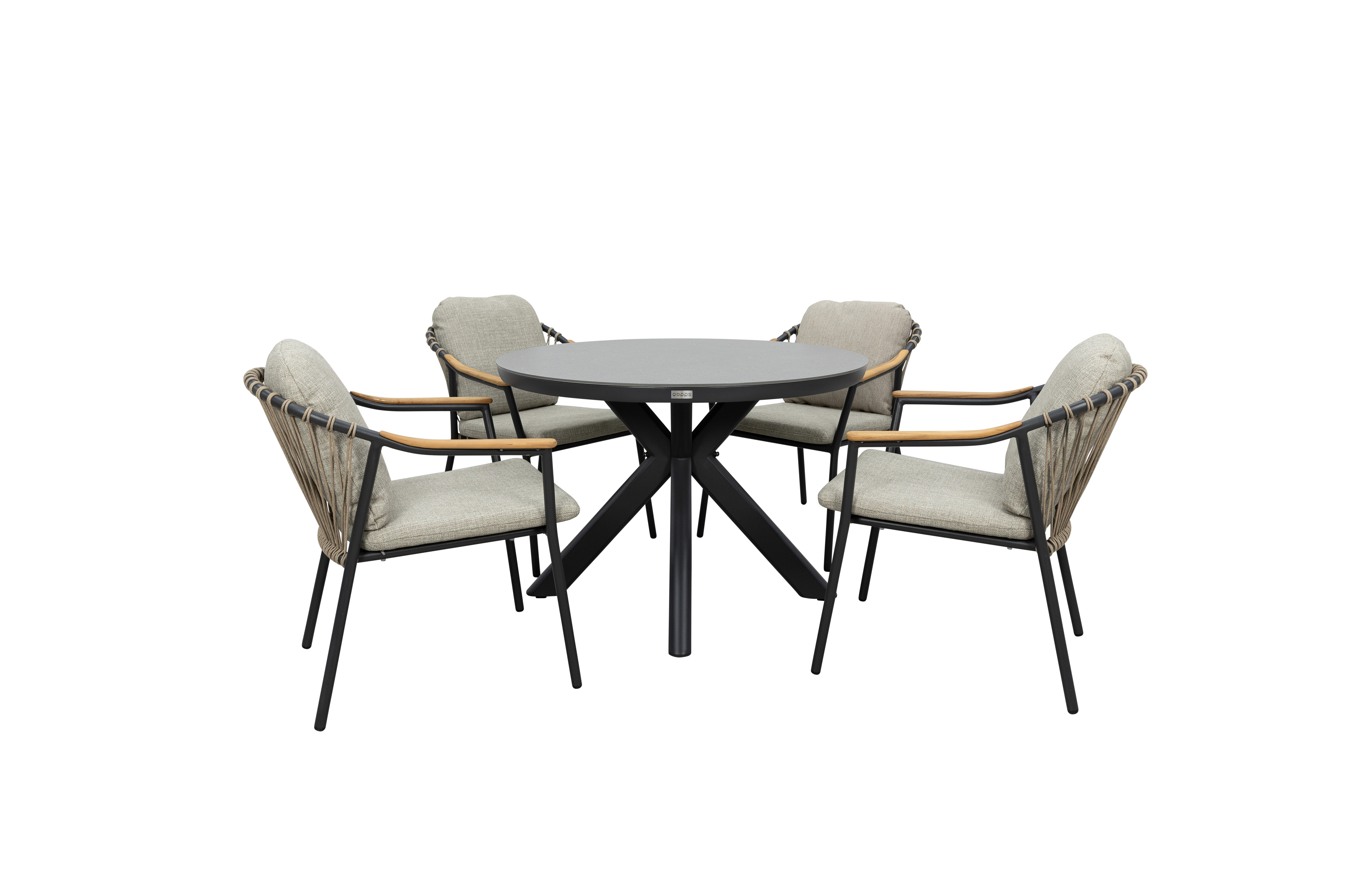 Qopps Ziggy tuintafel met Flori stapelbare tuinstoelen