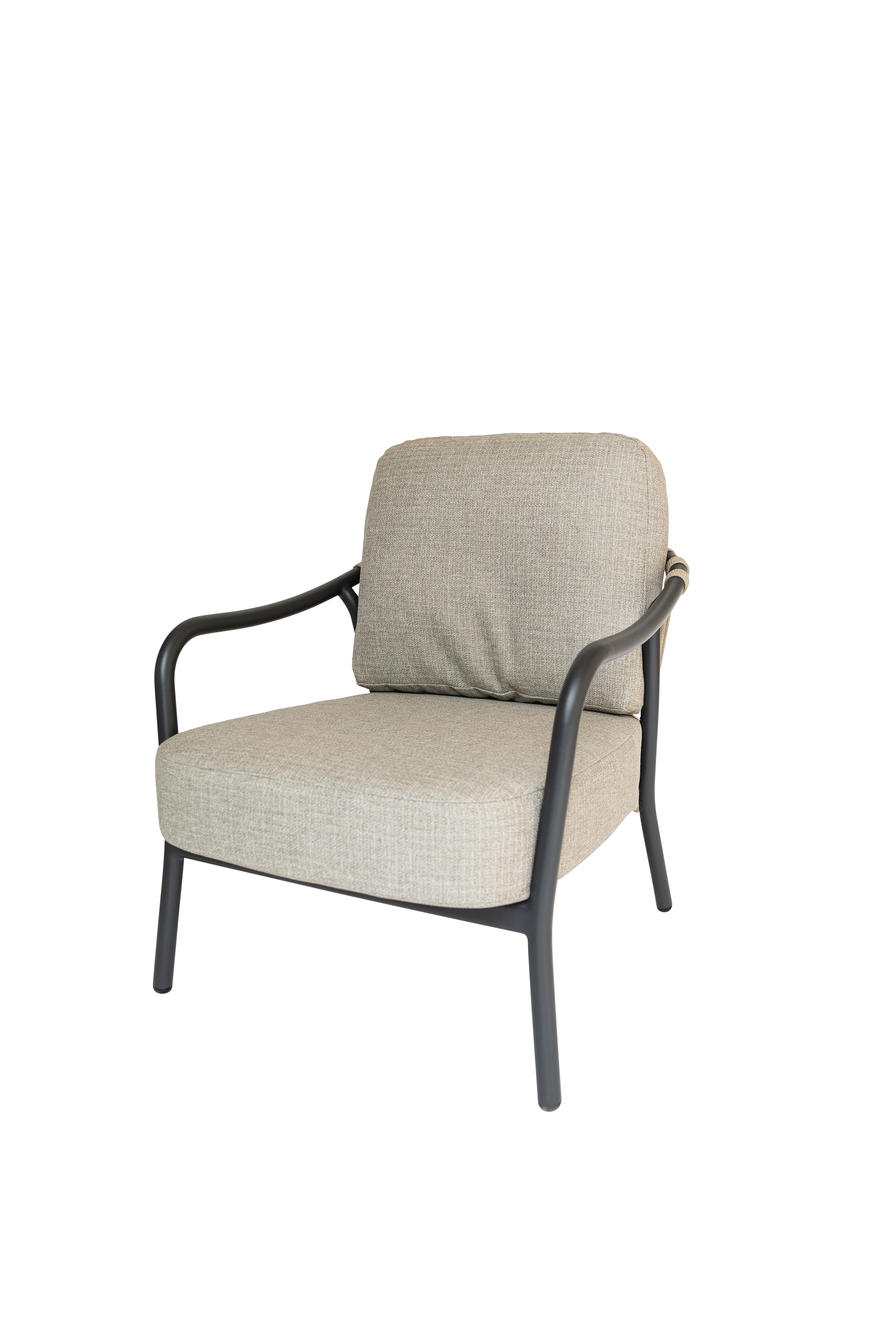 Qopps Giany lounge stoel frame mat royal grey met rope