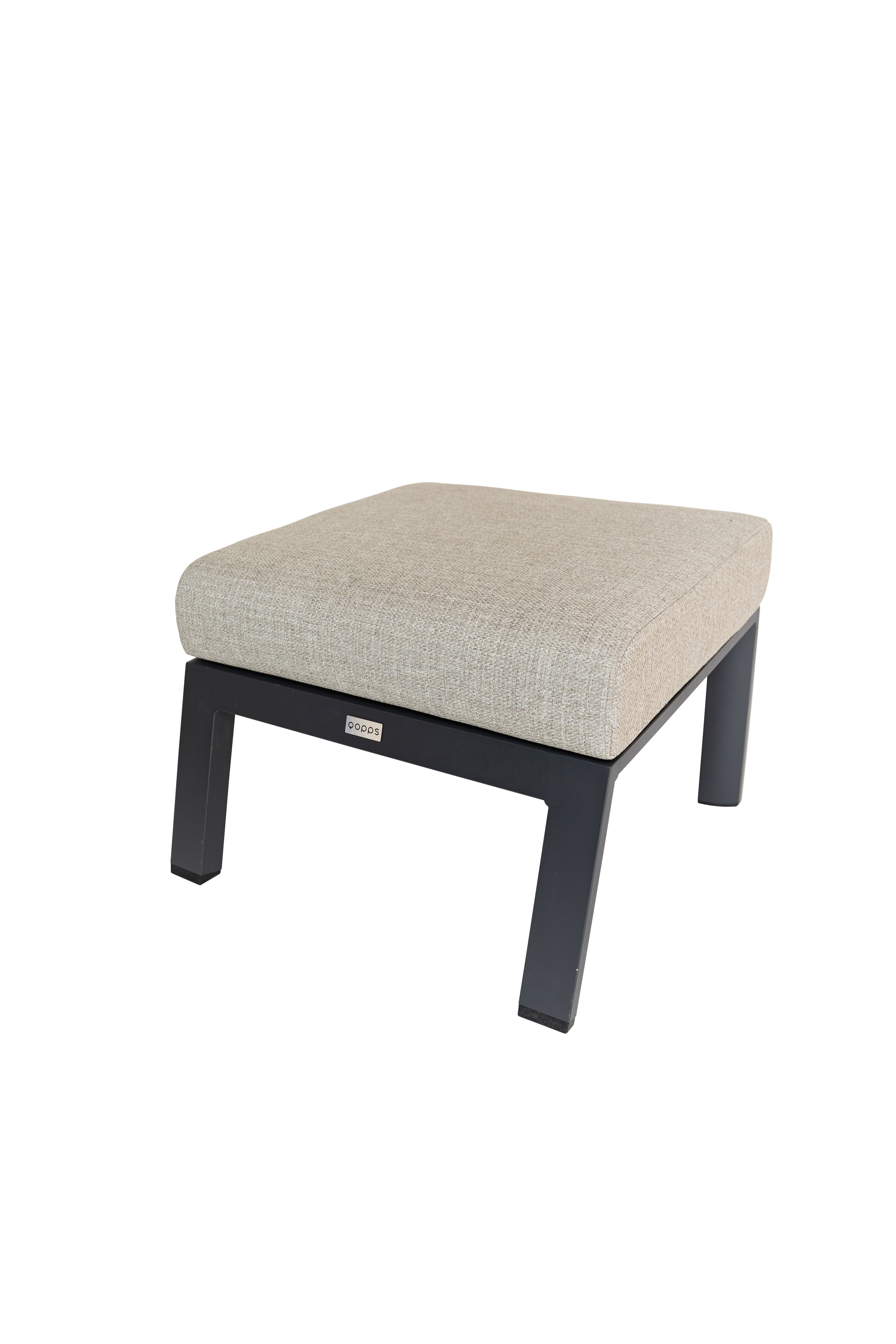 Qopps Exome voetenbank royal grey met greige kussen